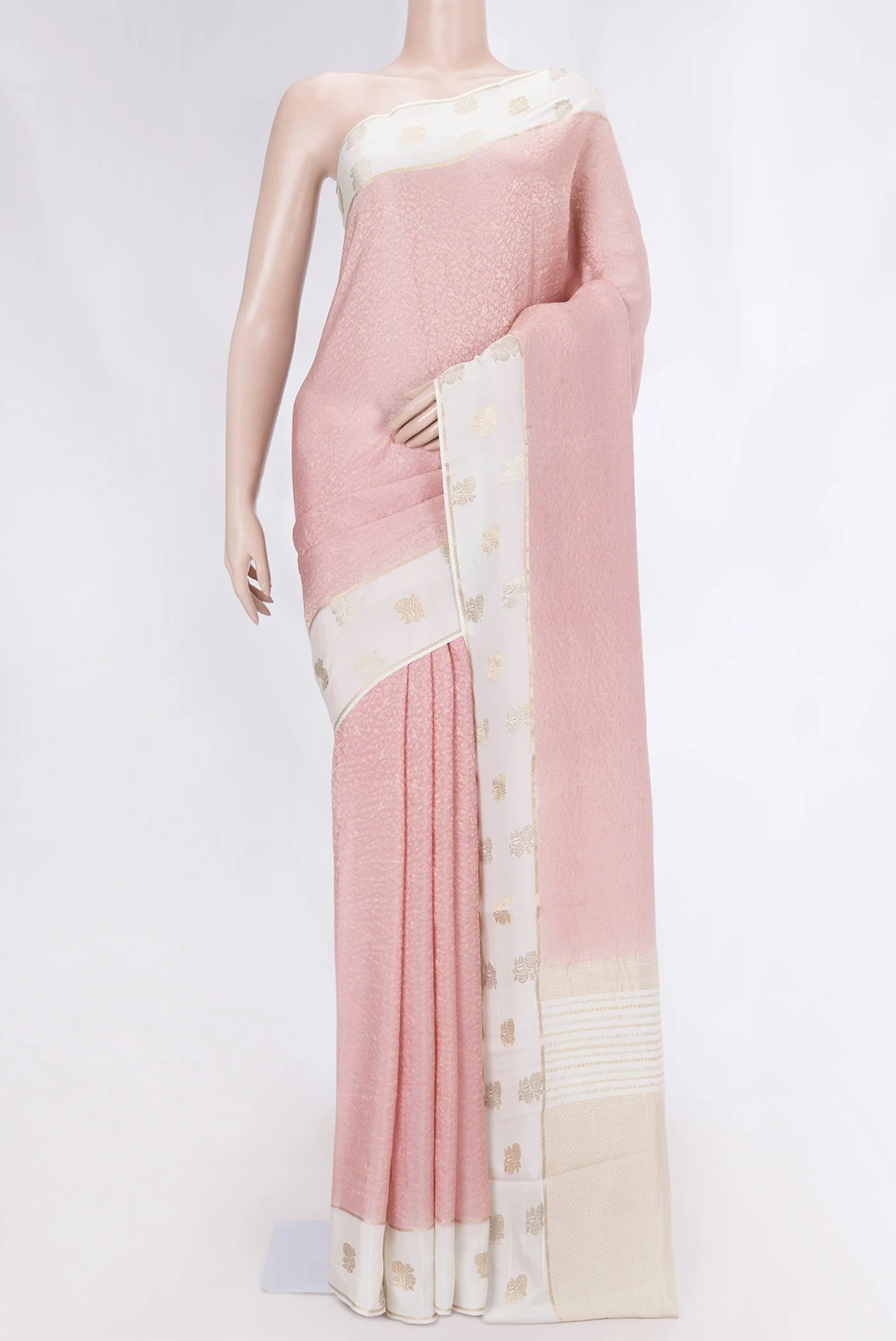 Rose pink Mysore Crepe Saree