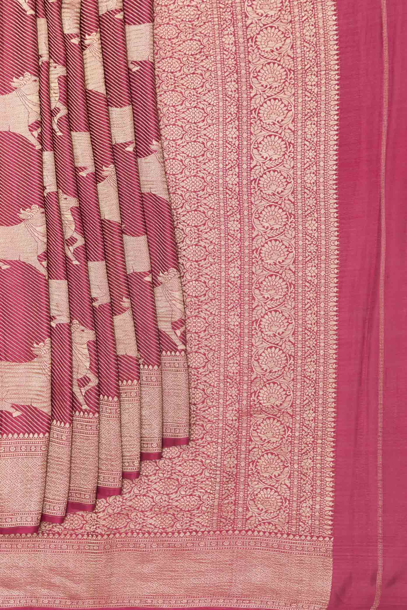 Pink Mysore Crepe Saree - Image 4