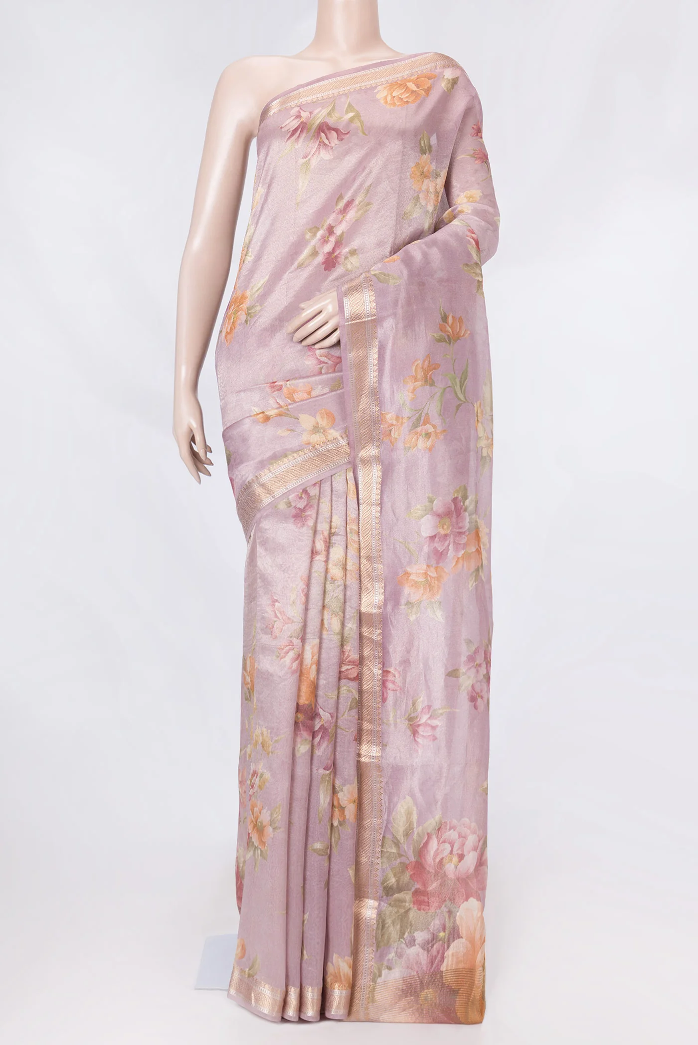 Lavender Organza Silk Saree