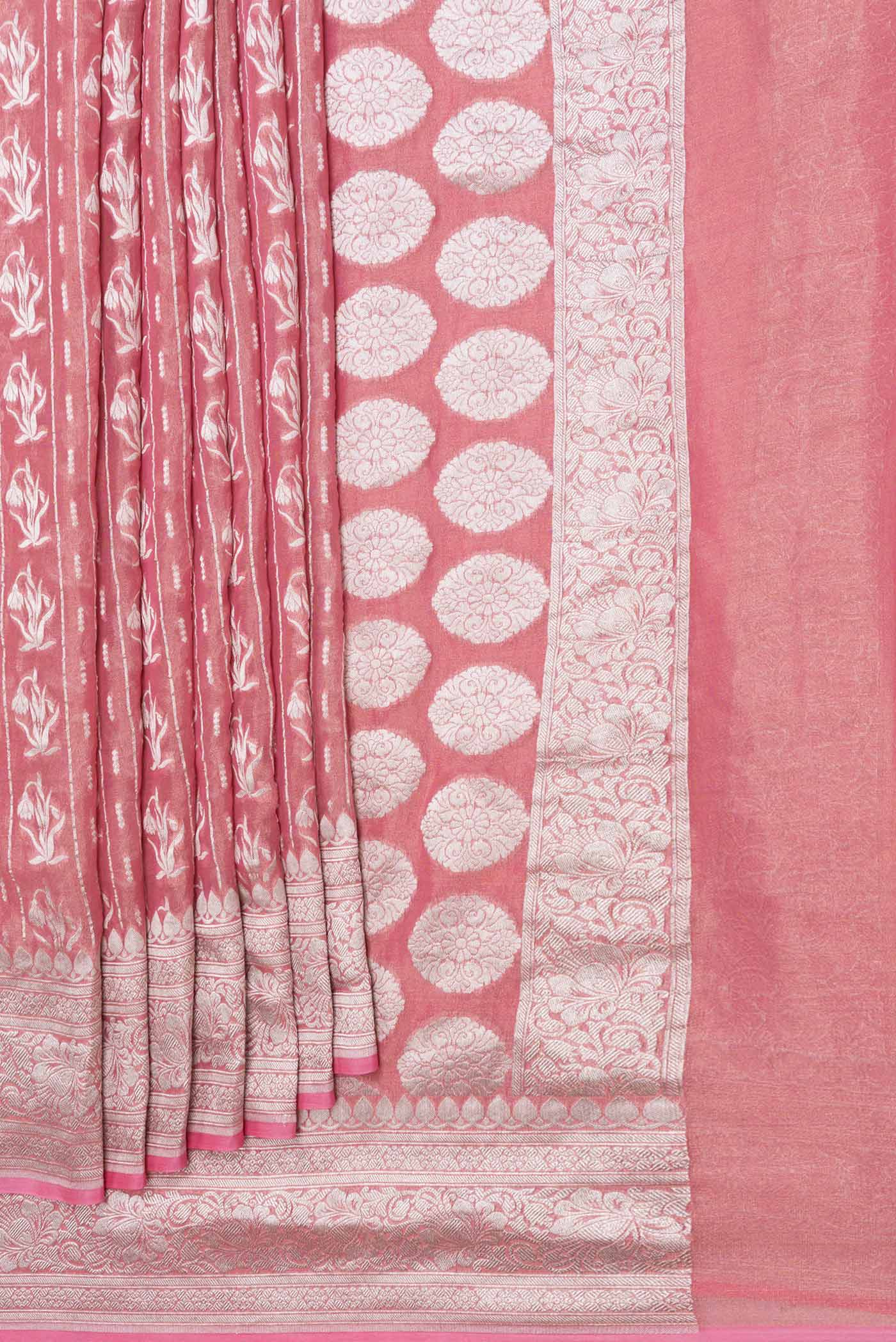 Pink Banarasi Georgette Saree - Image 4