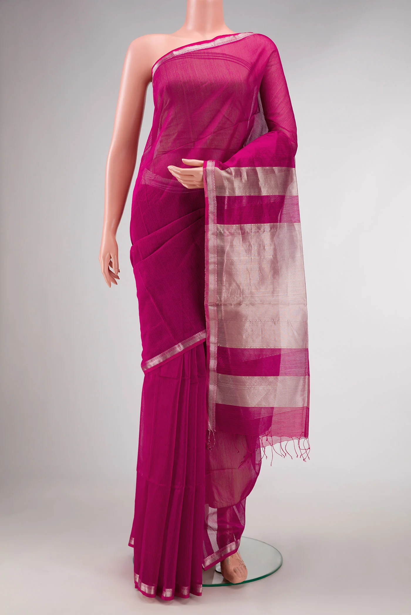 Pink Dual Tone Silk Cotton Saree