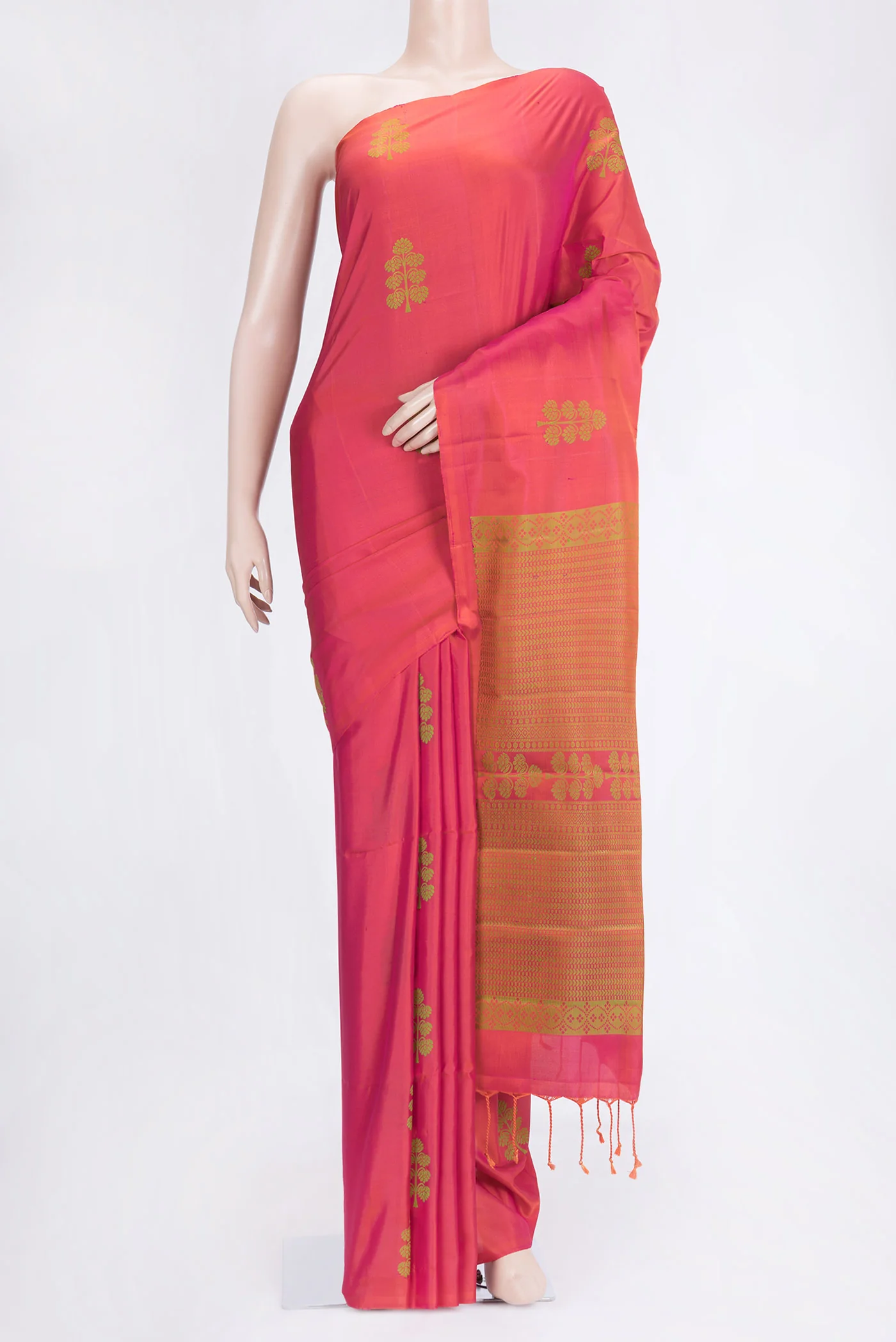Pink Dual Tone Soft Silk Saree