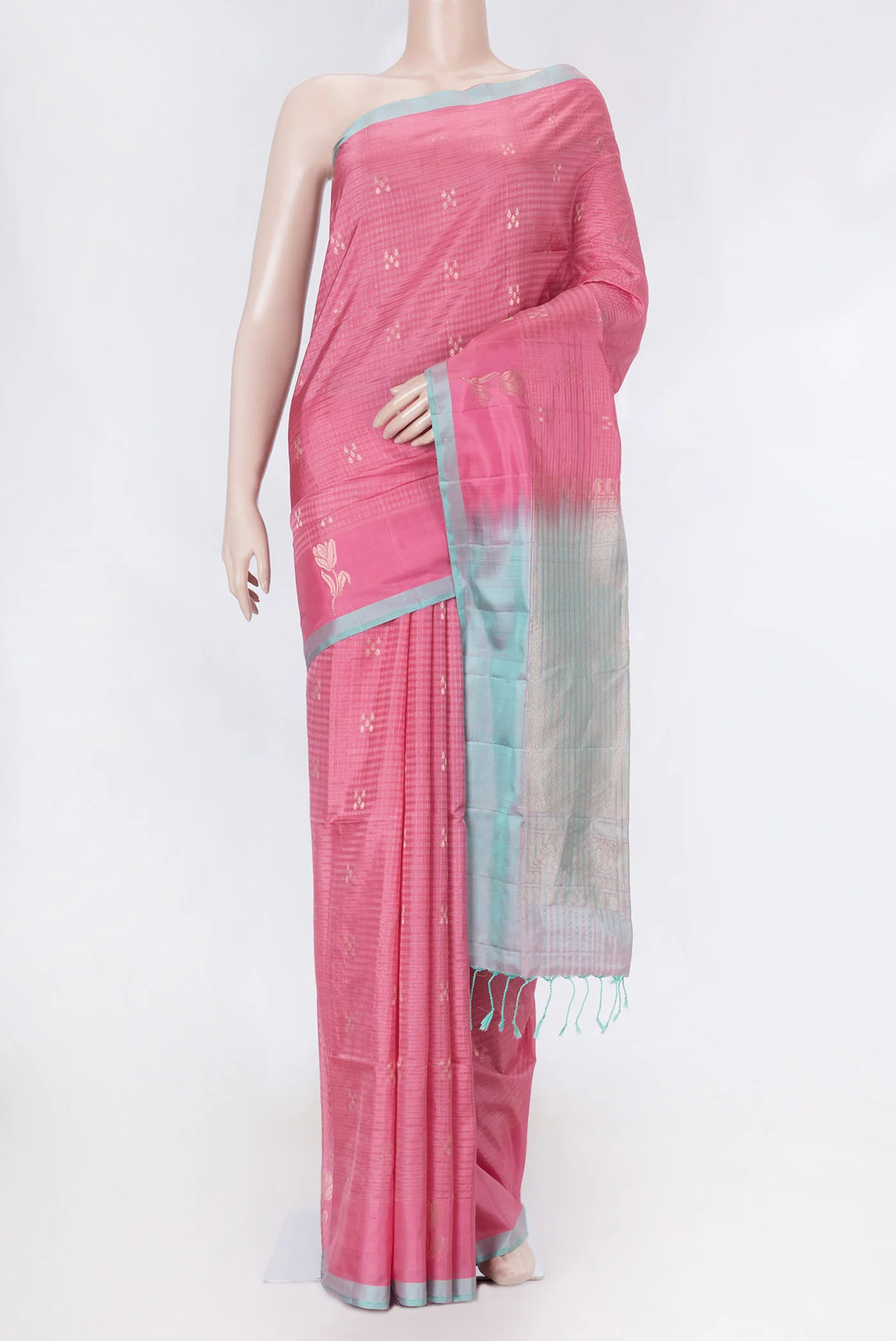 Pink Dual Tone Soft Silk Saree