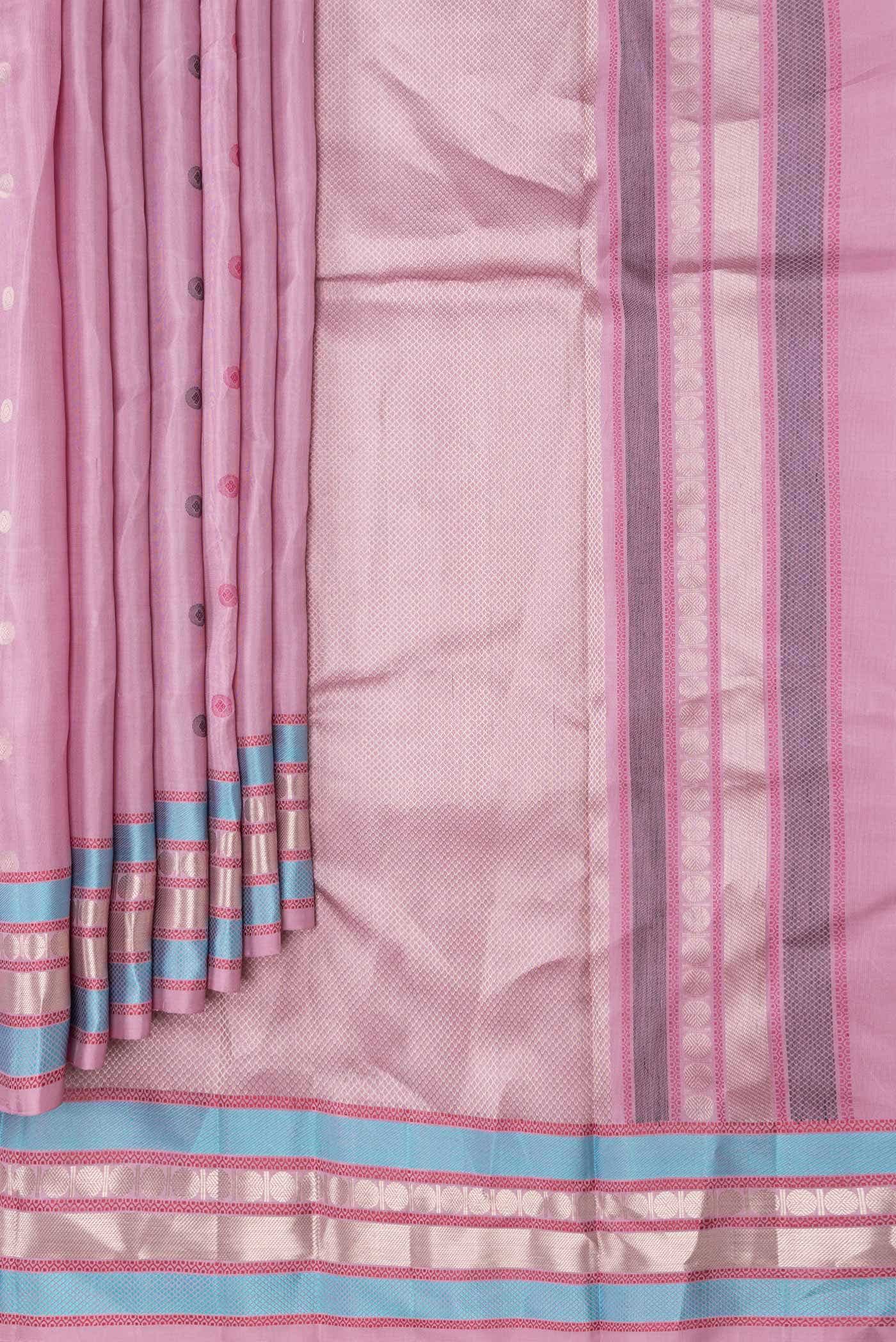 Pink Dual Tone Soft Silk Saree - Image 2