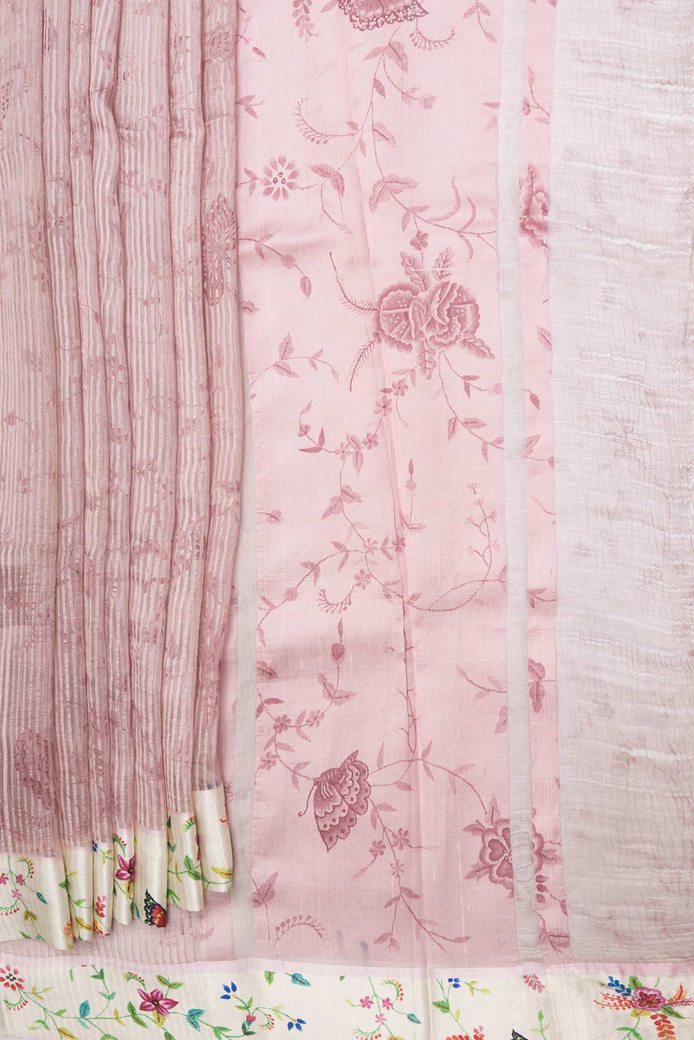 Pink Dual Tone Tussar Saree - Image 4