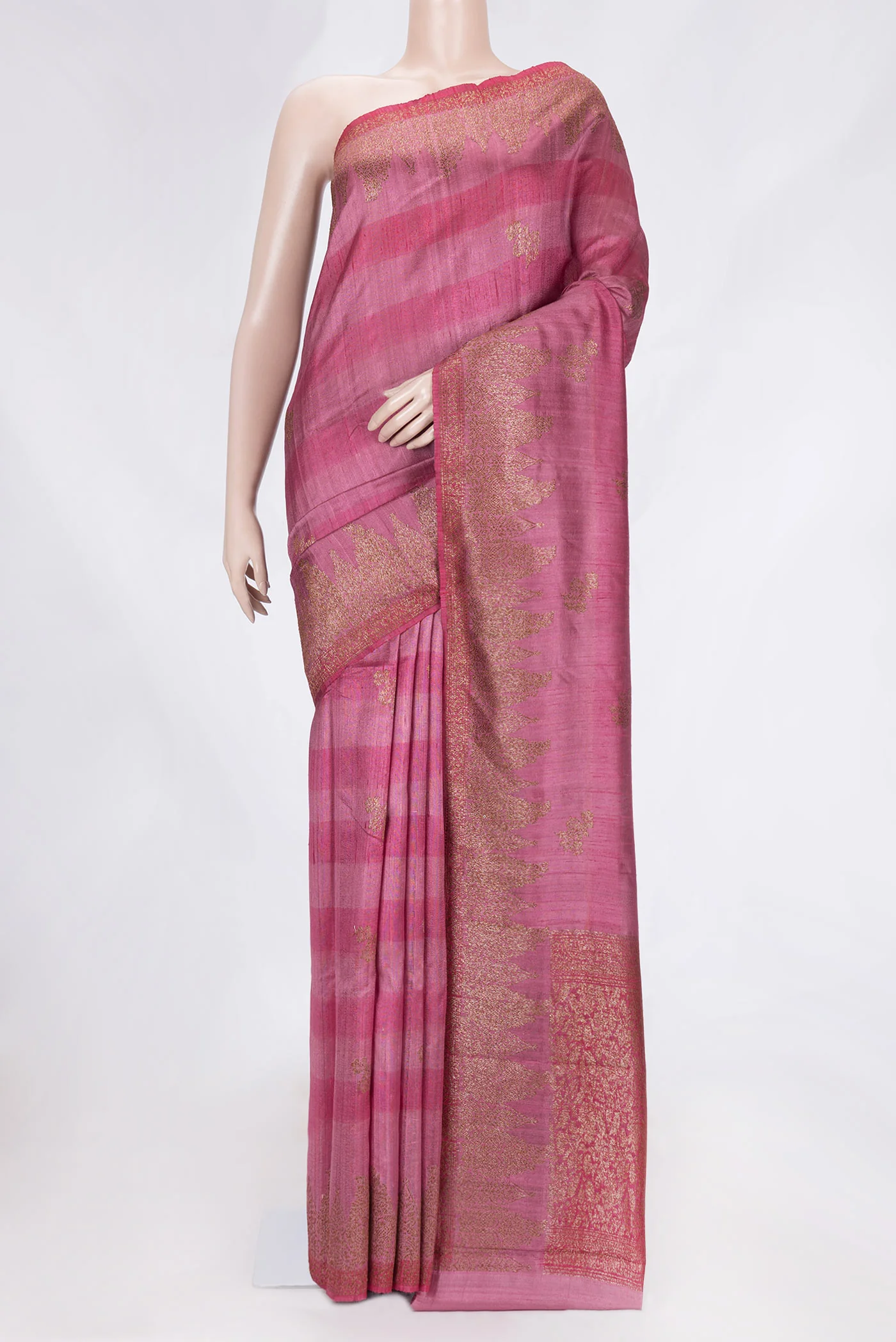 Pink Banarasi Tussar Silk Saree