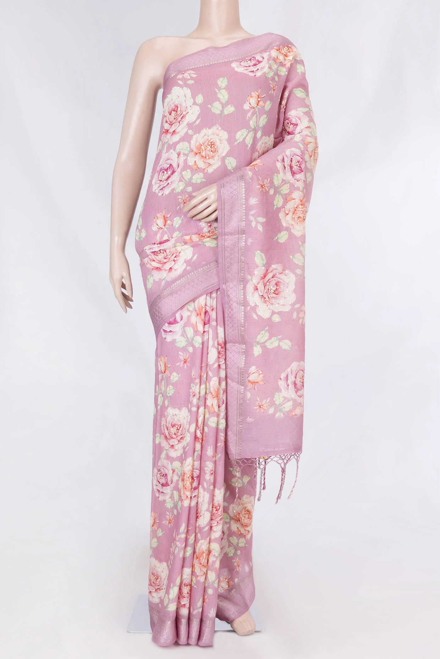 Pink Dual Tone Tussar Saree