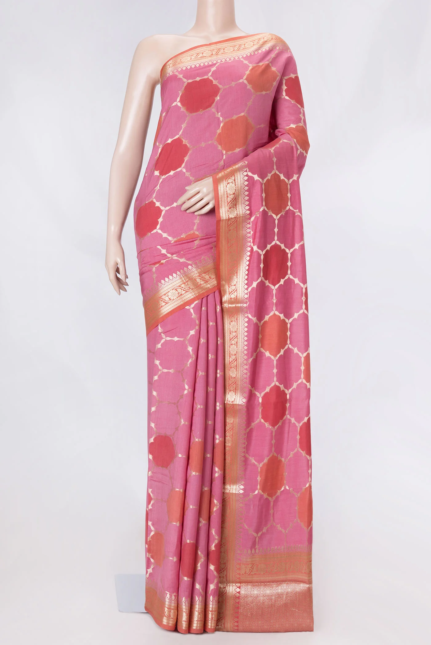 Pink Banarasi Raw Silk Saree