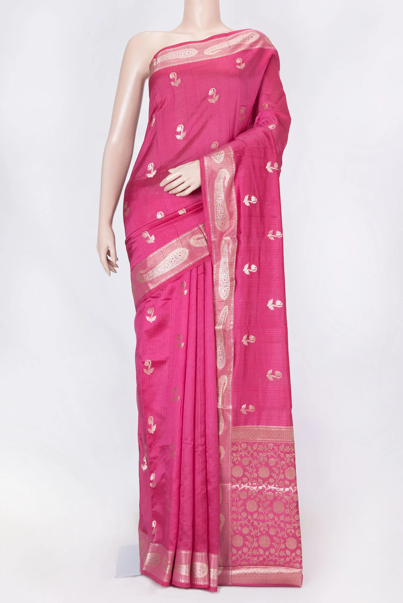 Pink Dual Tone Tussar Silk Saree