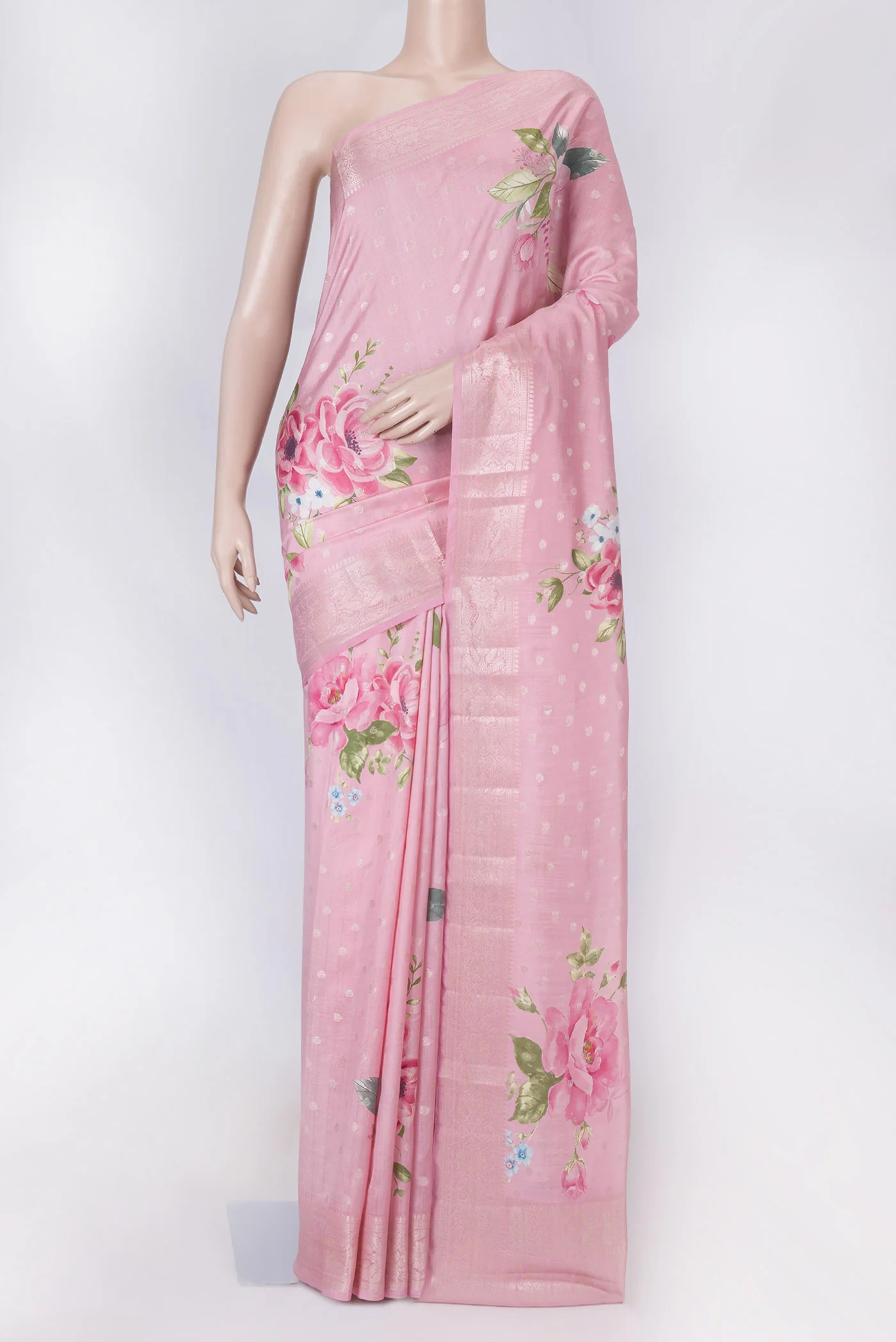 Pink Dual Tone Tussar Silk Saree