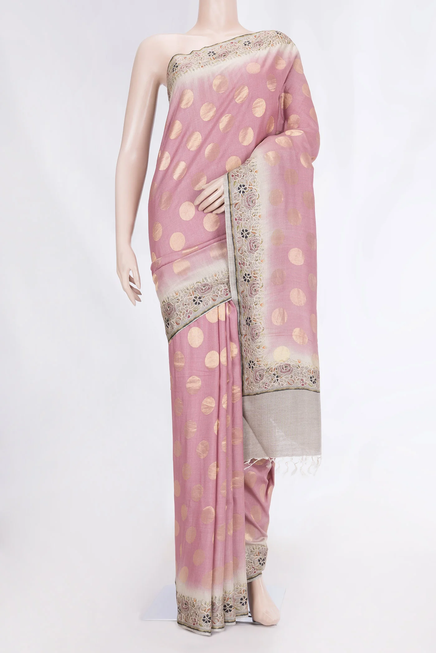 Pink Dual Tone Tussar Silk Saree