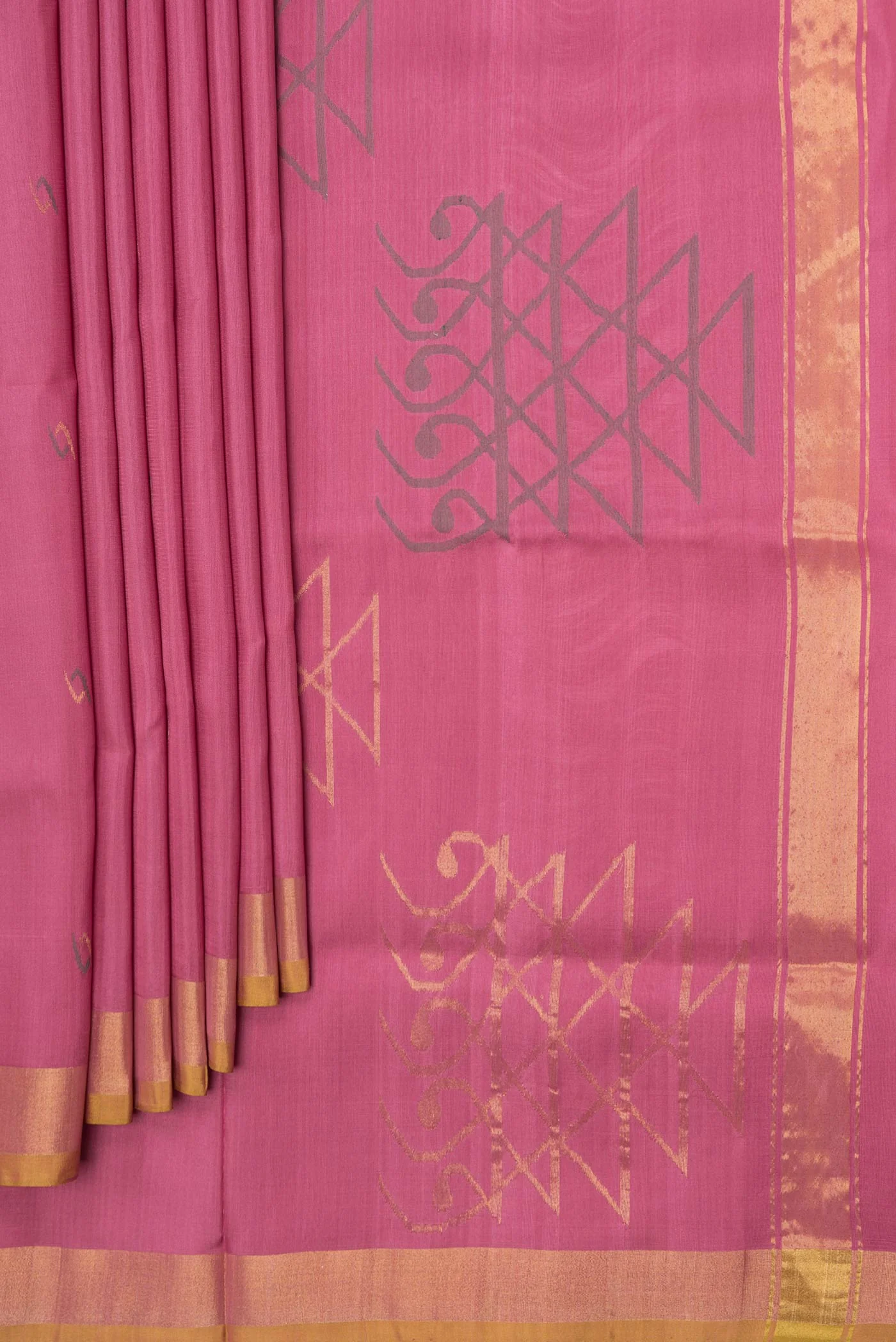 Pink Dual Tone Uppada Silk Saree - Image 4