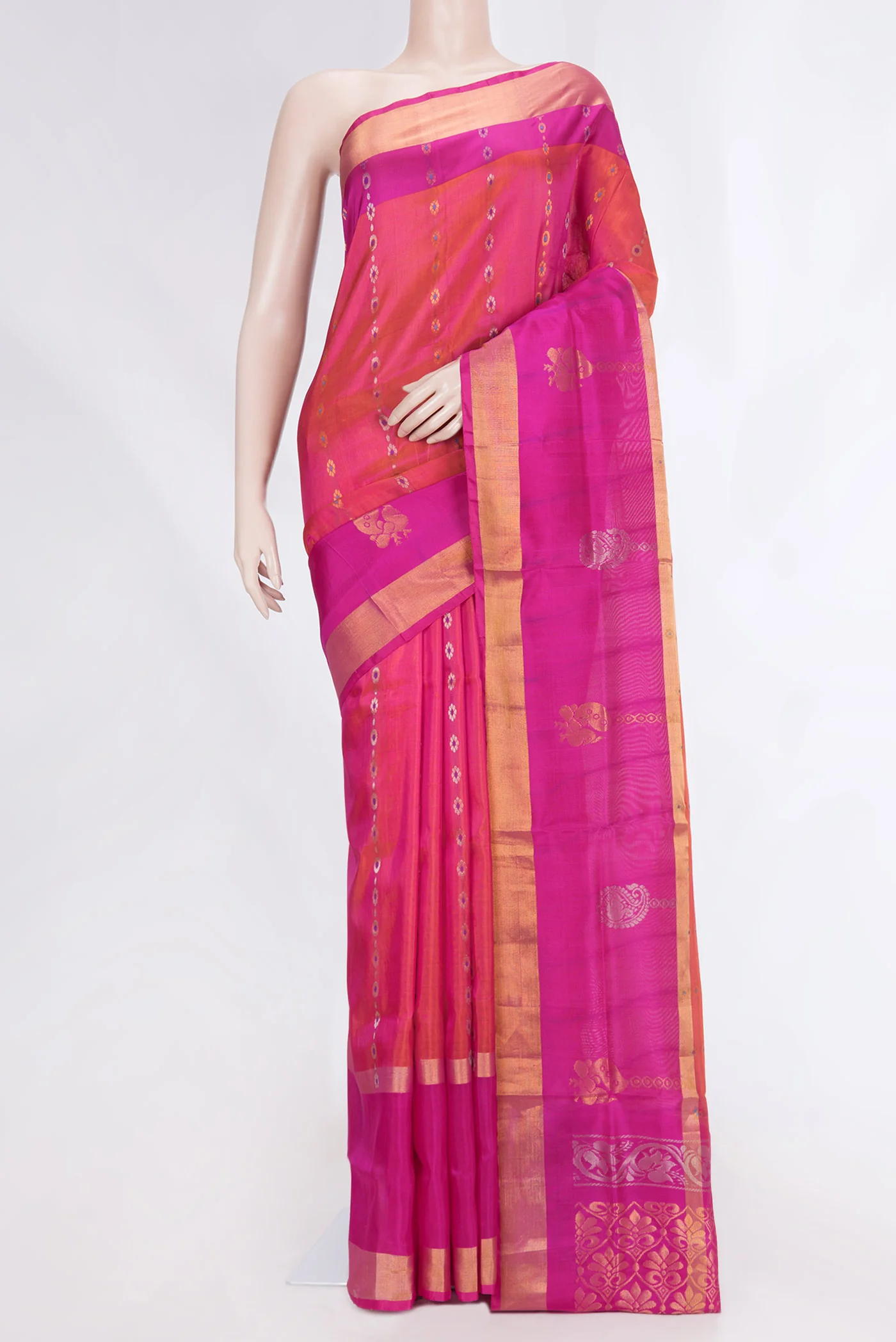 Pink Dual Tone Uppada Silk Saree