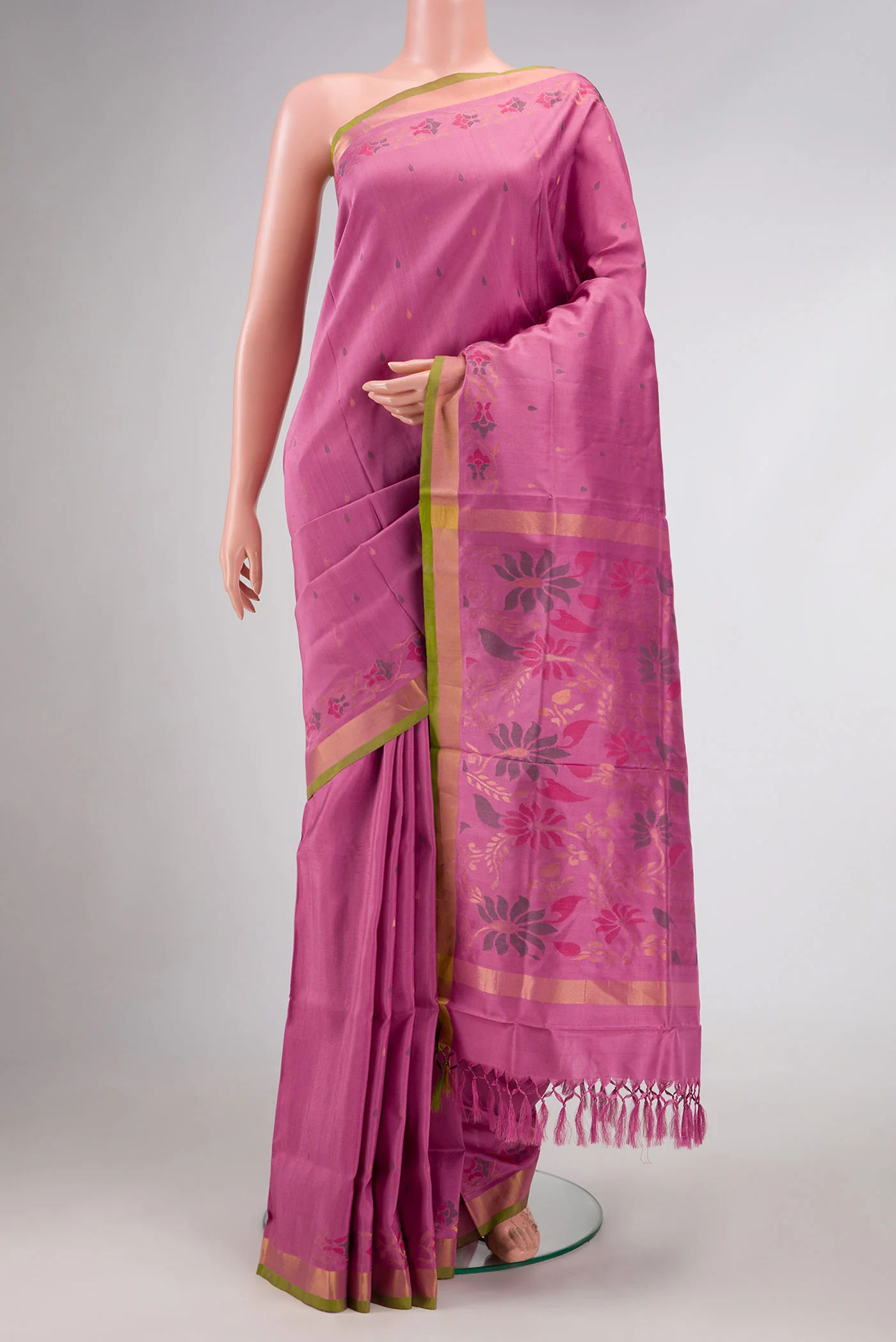 Pink Dual Tone Uppada Silk Saree