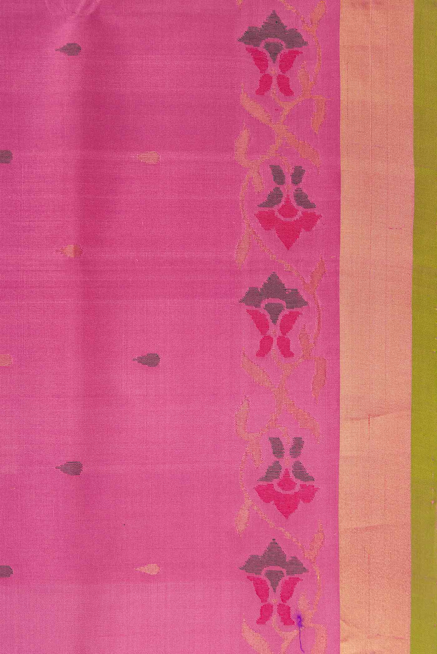 Pink Dual Tone Uppada Silk Saree - Image 3