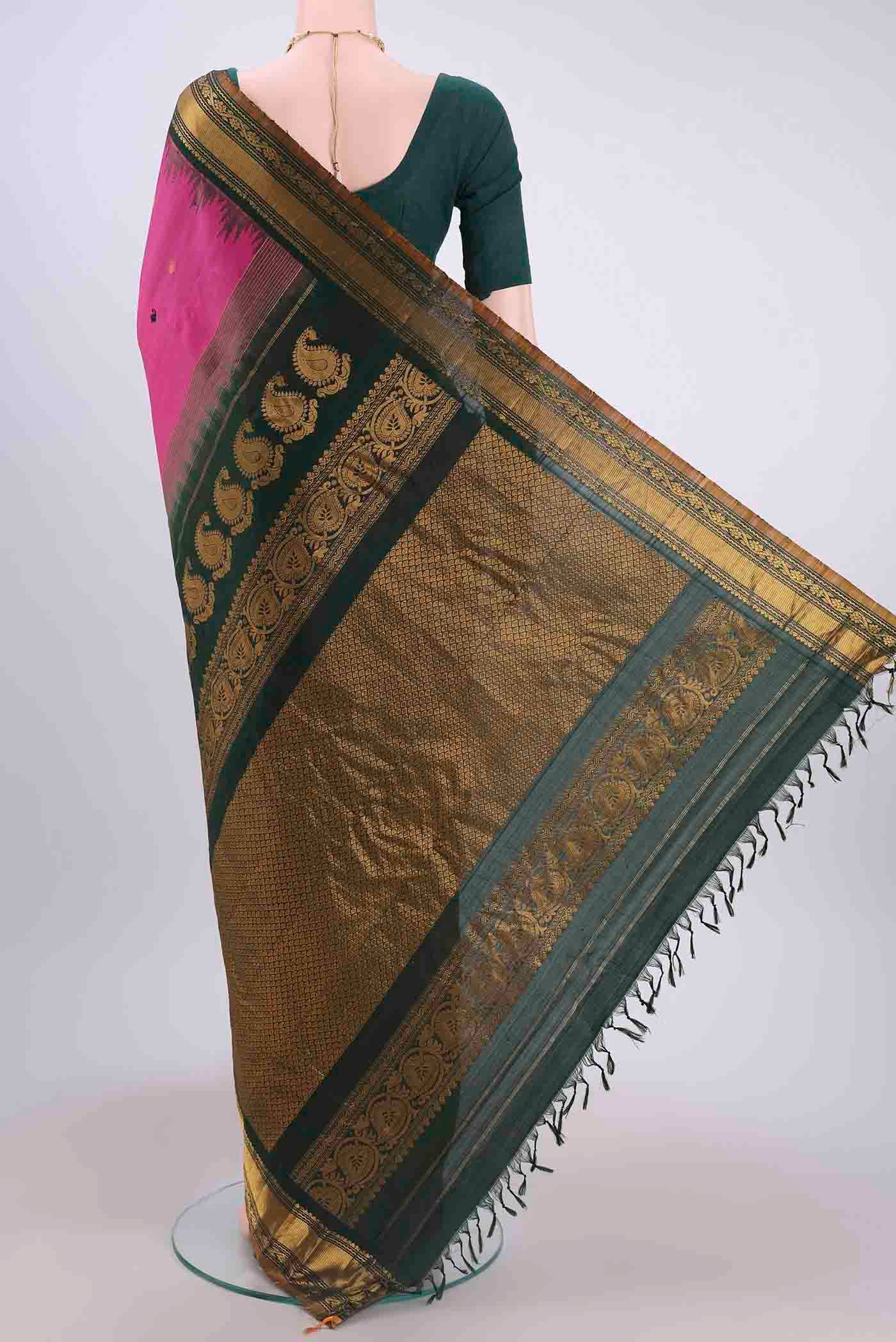 Pink Gadwal Silk Saree - Image 3