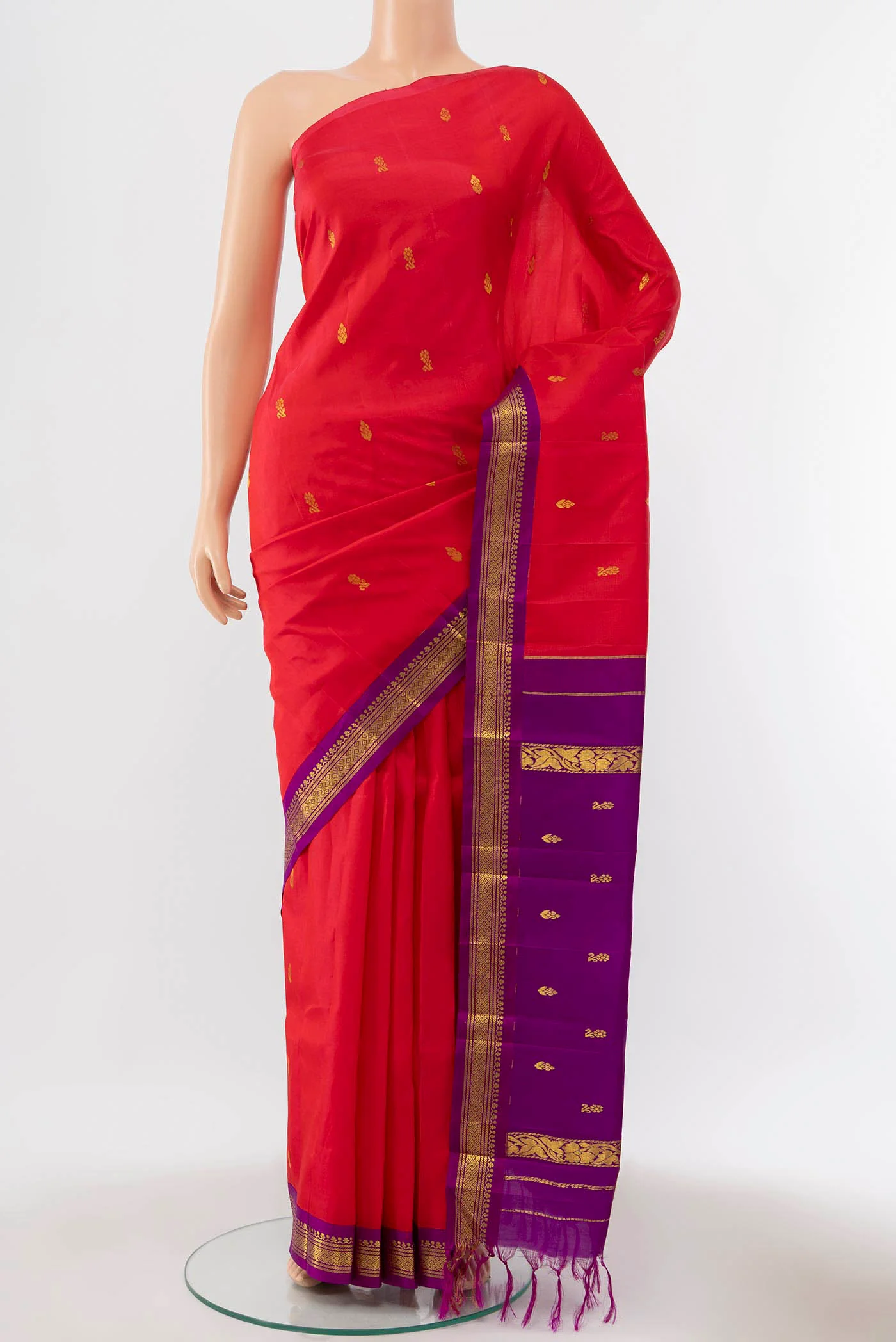 Red with Pink Color Kanchipuram Silk Saree