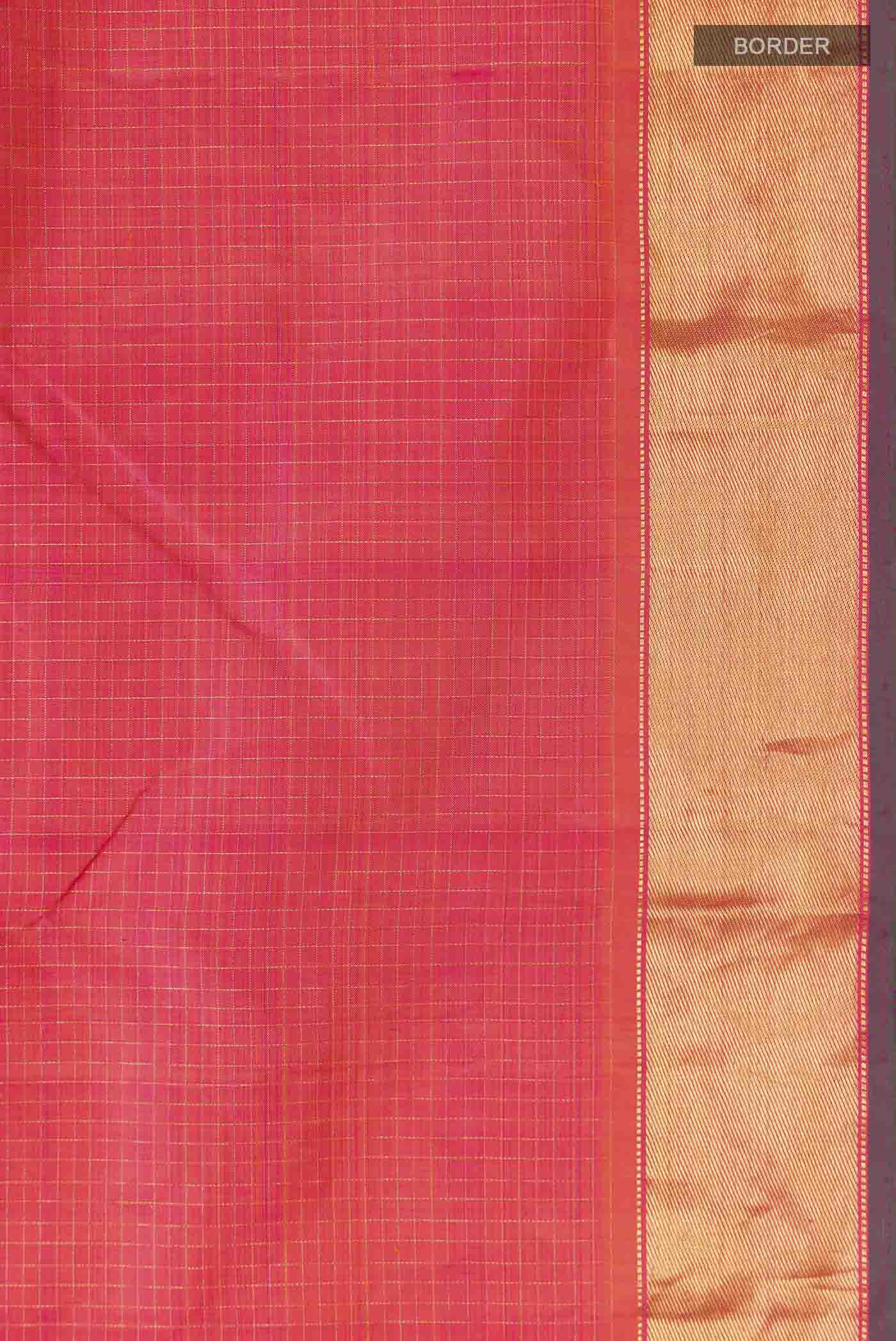 Pink with Orange Color Kanchipuram Silk Saree - Image 3