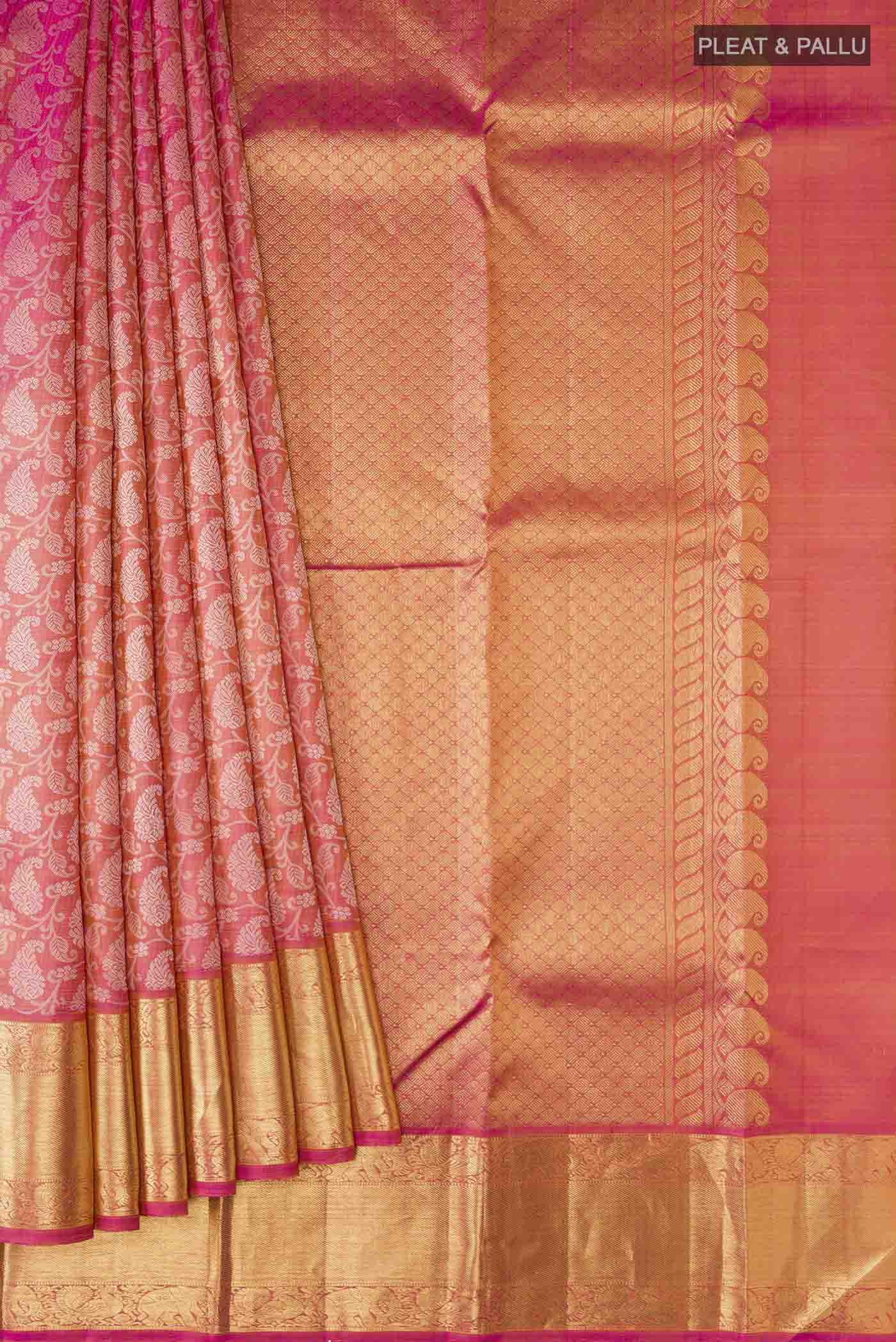 Pink Kanjivaram Silk Saree - Image 4