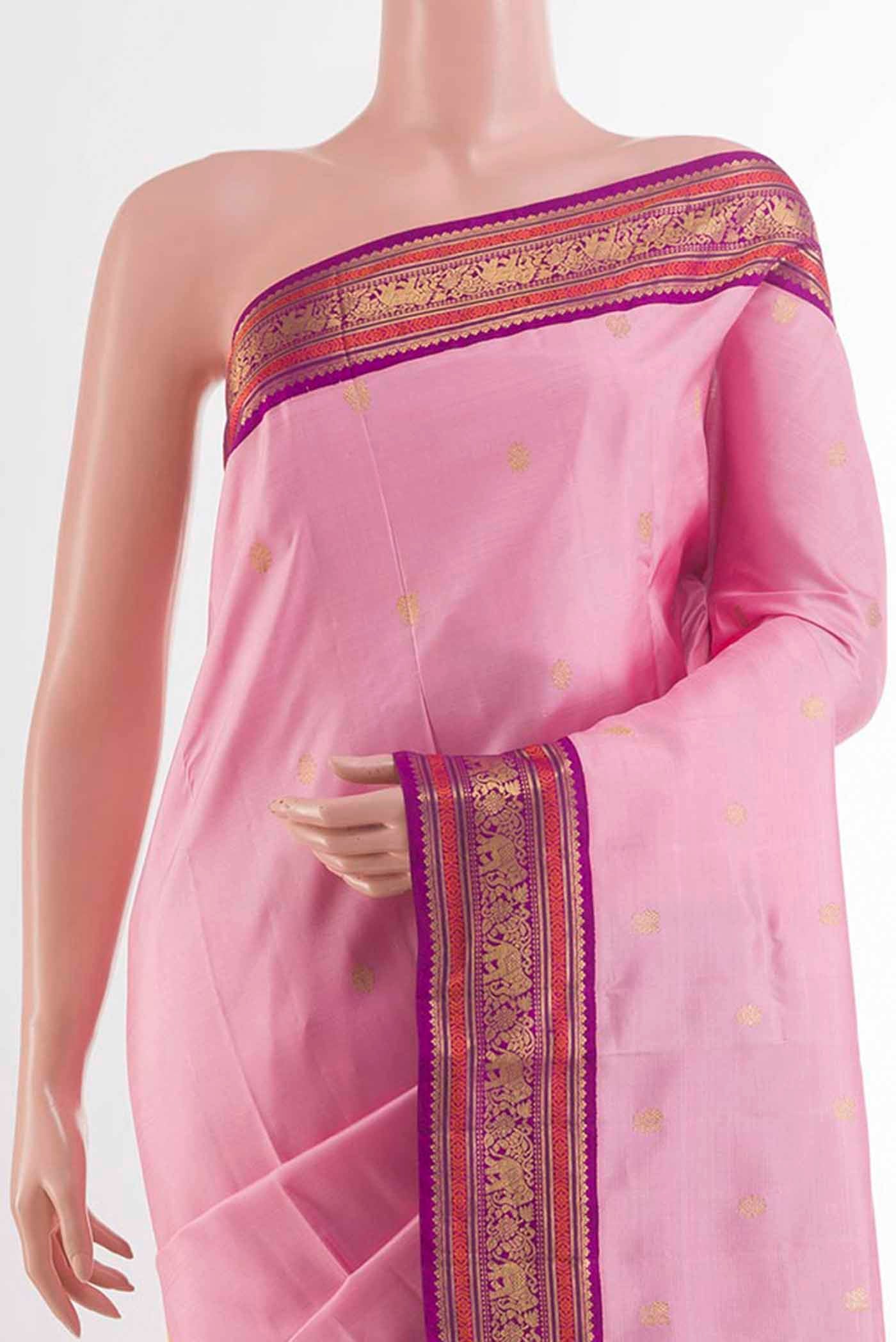 Pink Kanjivaram Silk Saree - Image 2