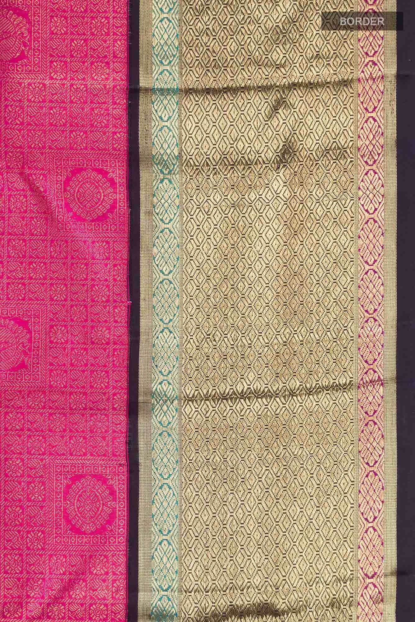 Pure Silk Pure Zari Pink Kanjivaram Saree - Image 10