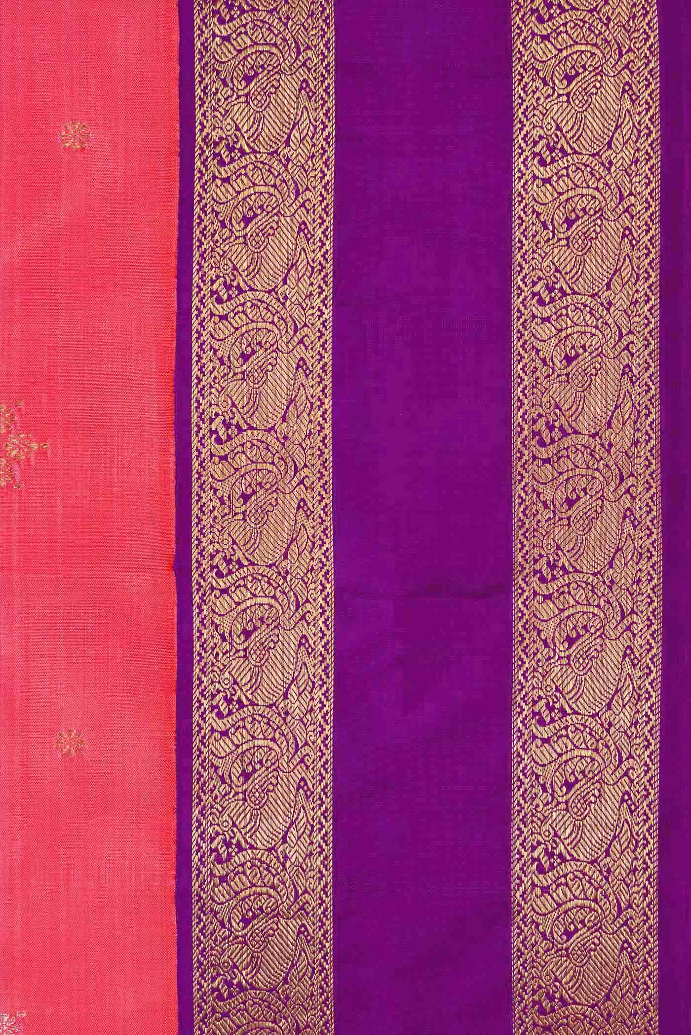 Pure Silk Pure Zari Pink Kanchipuram Saree - Image 6