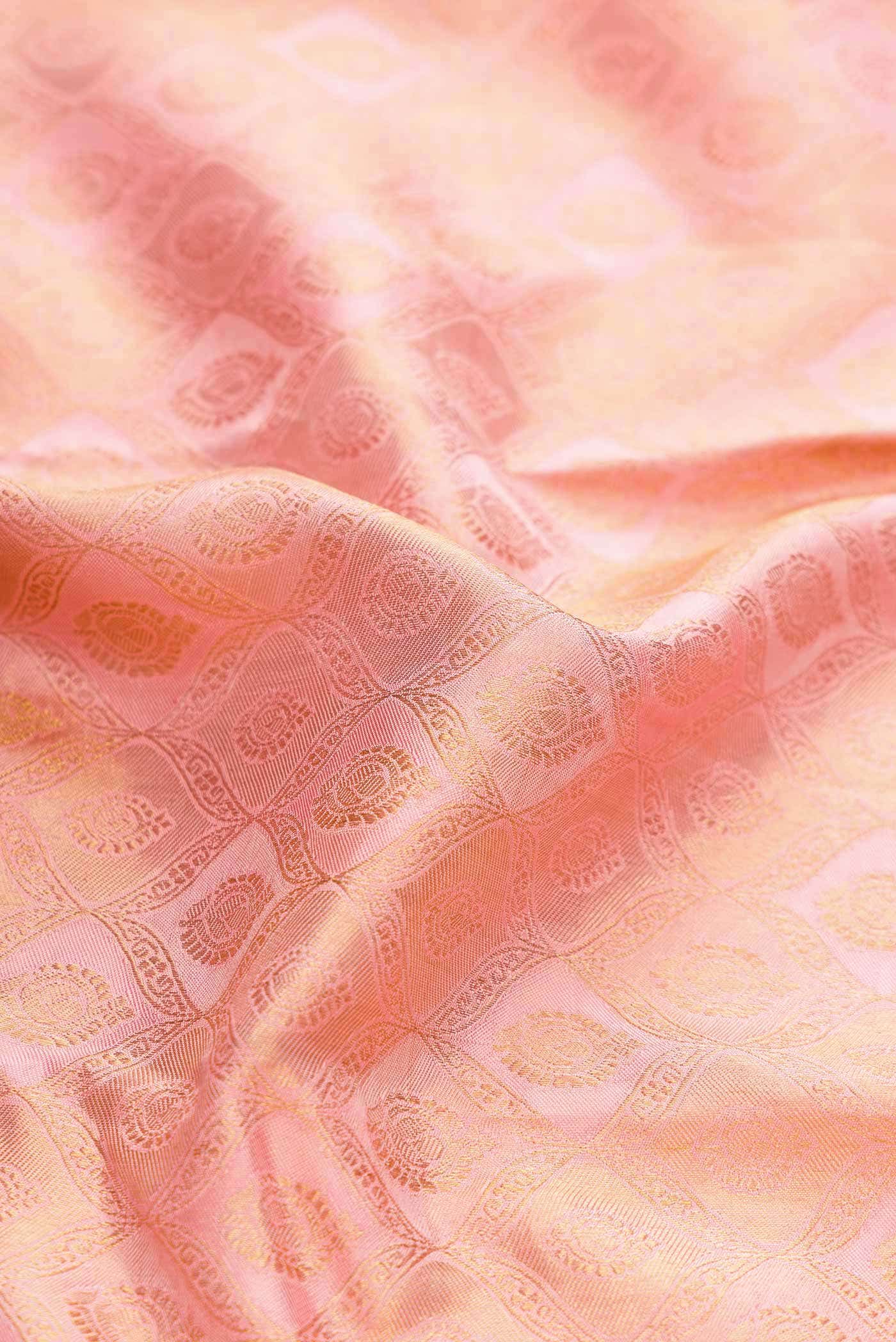 Pure Silk Pure Zari Pink Kanjivaram Saree - Image 3