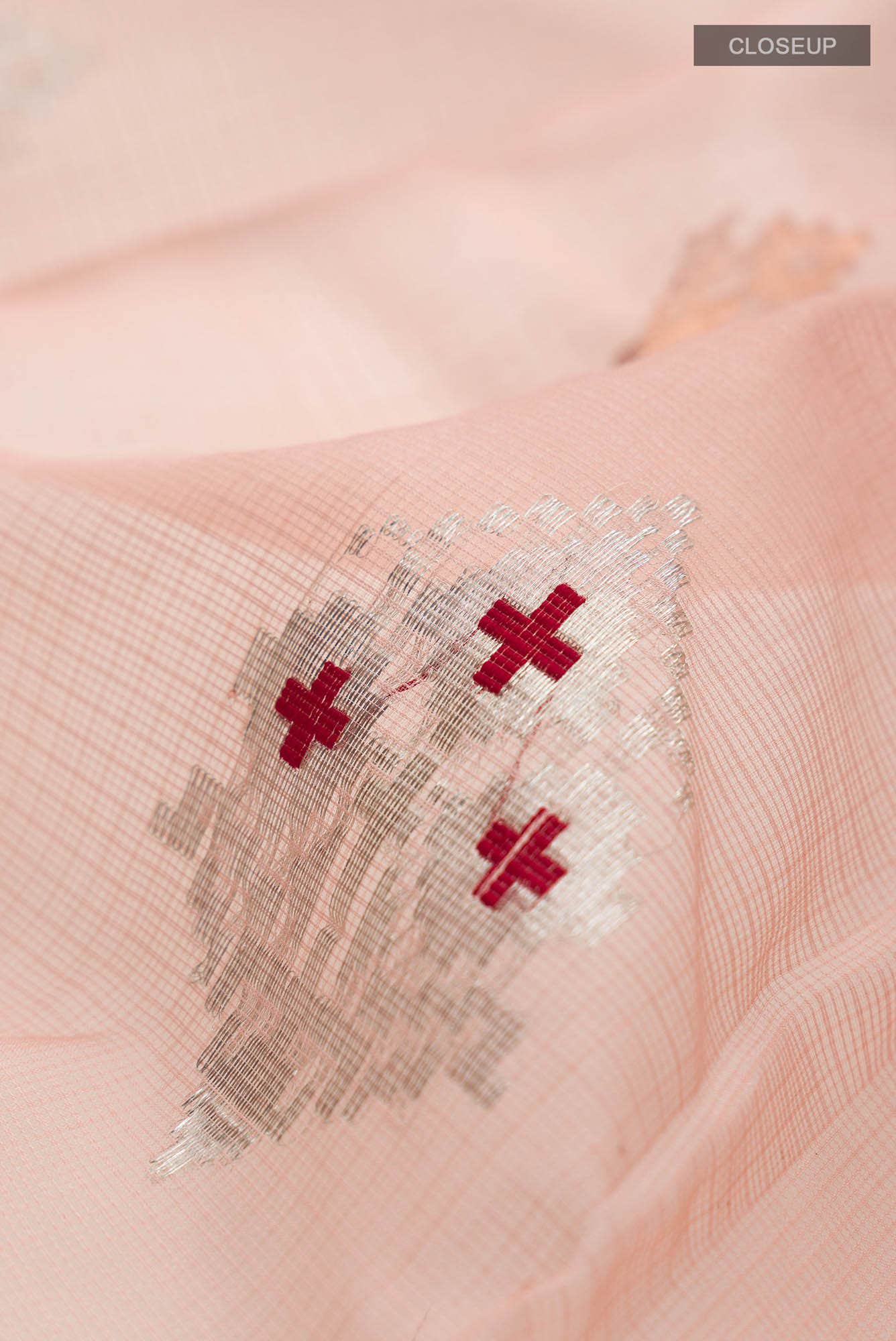 Pink Kora Silk Saree - Image 3