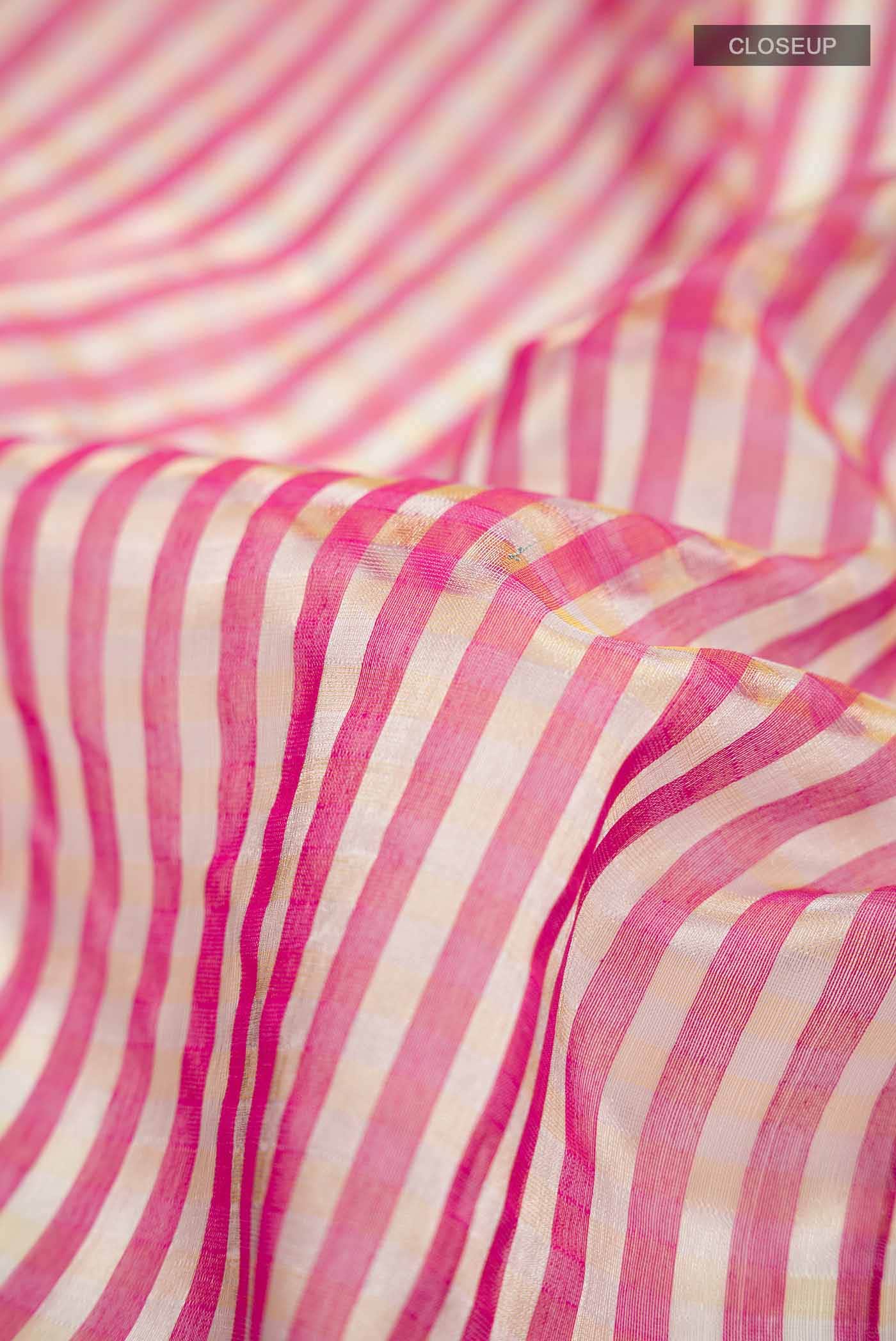 Pink Maheshwari Silk Cotton Saree - Image 2