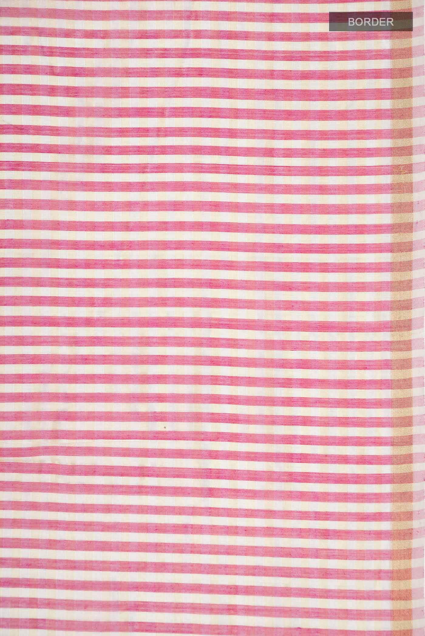 Pink Maheshwari Silk Cotton Saree - Image 4