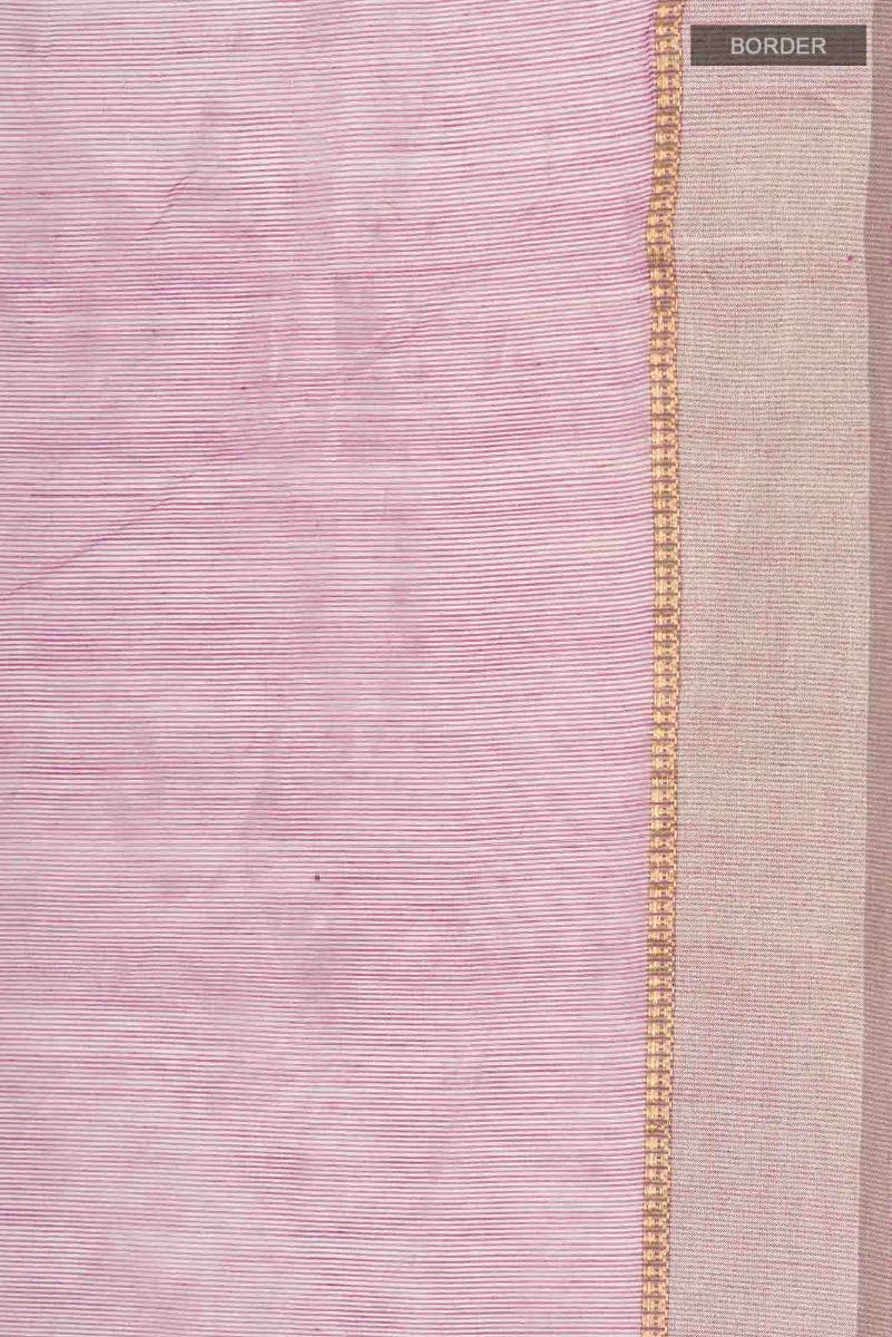 Pink Maheshwari Tissue Silk Cotton Saree - Image 3