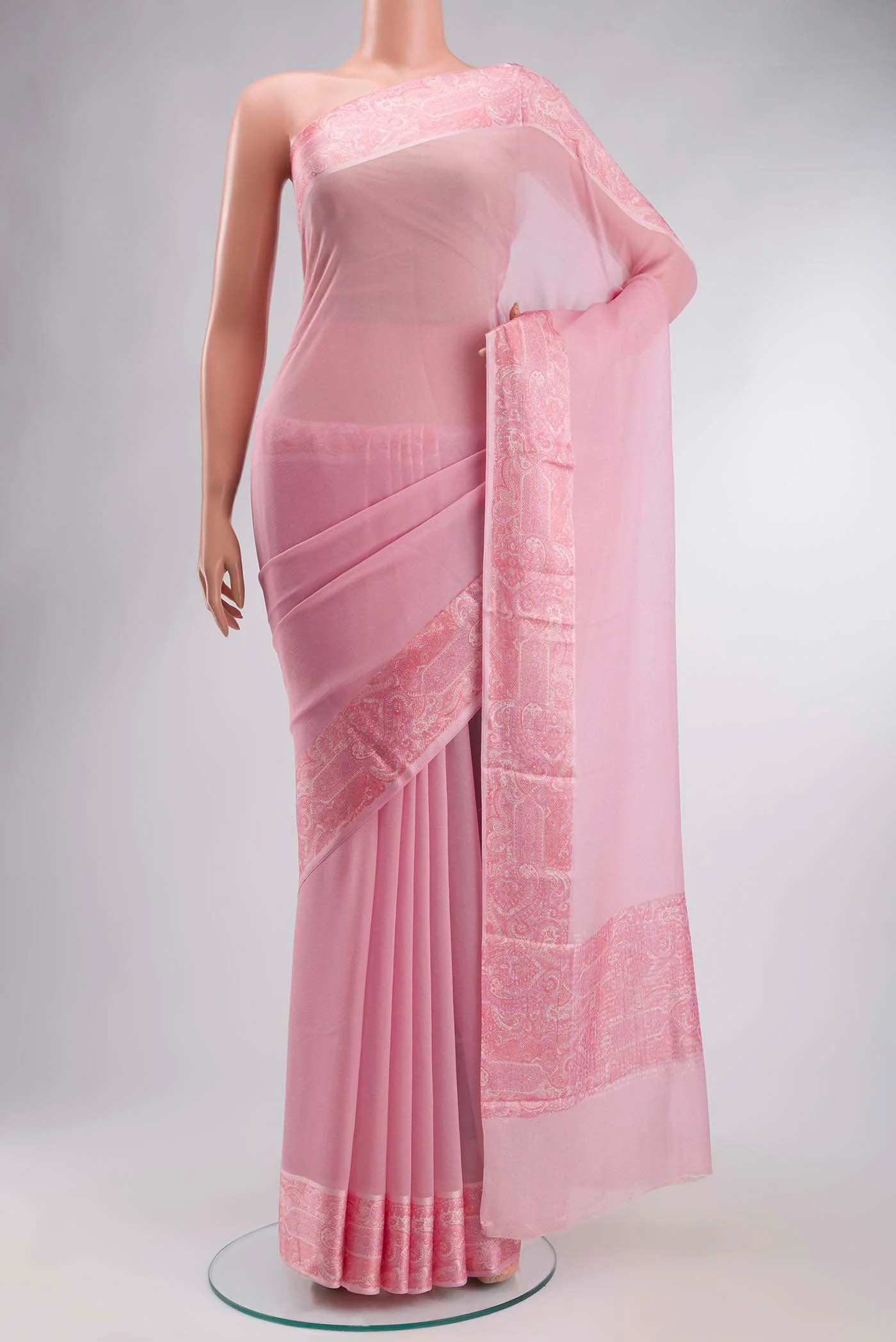 Pink Mysore Chiffon Saree