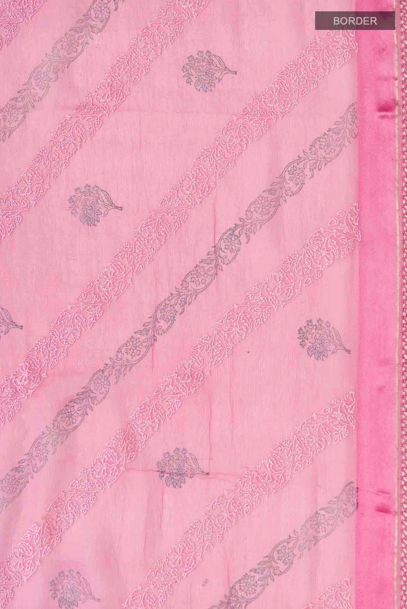 Pink Mysore Chiffon Saree - Image 3