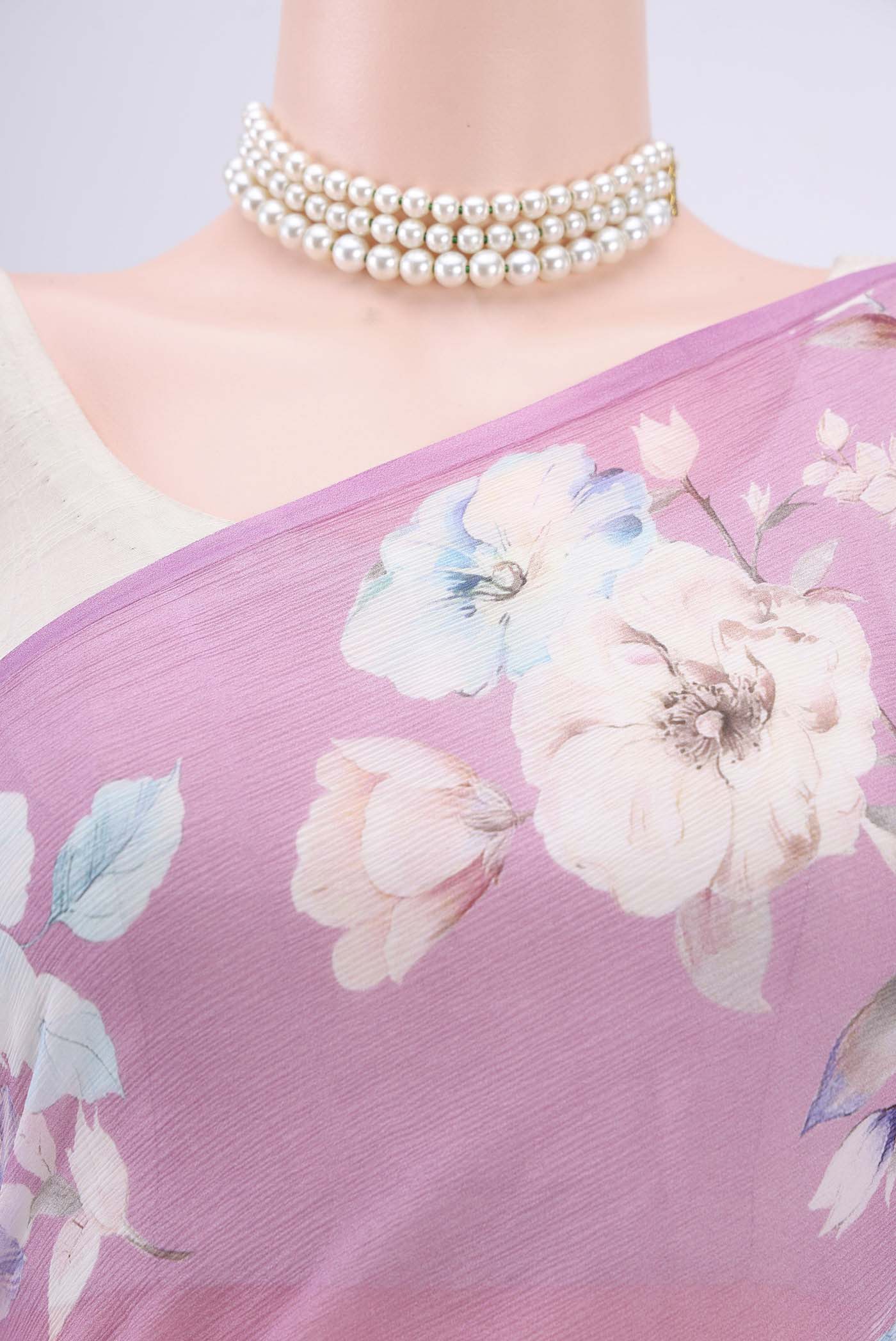Lavender Mysore Chiffon Saree - Image 2