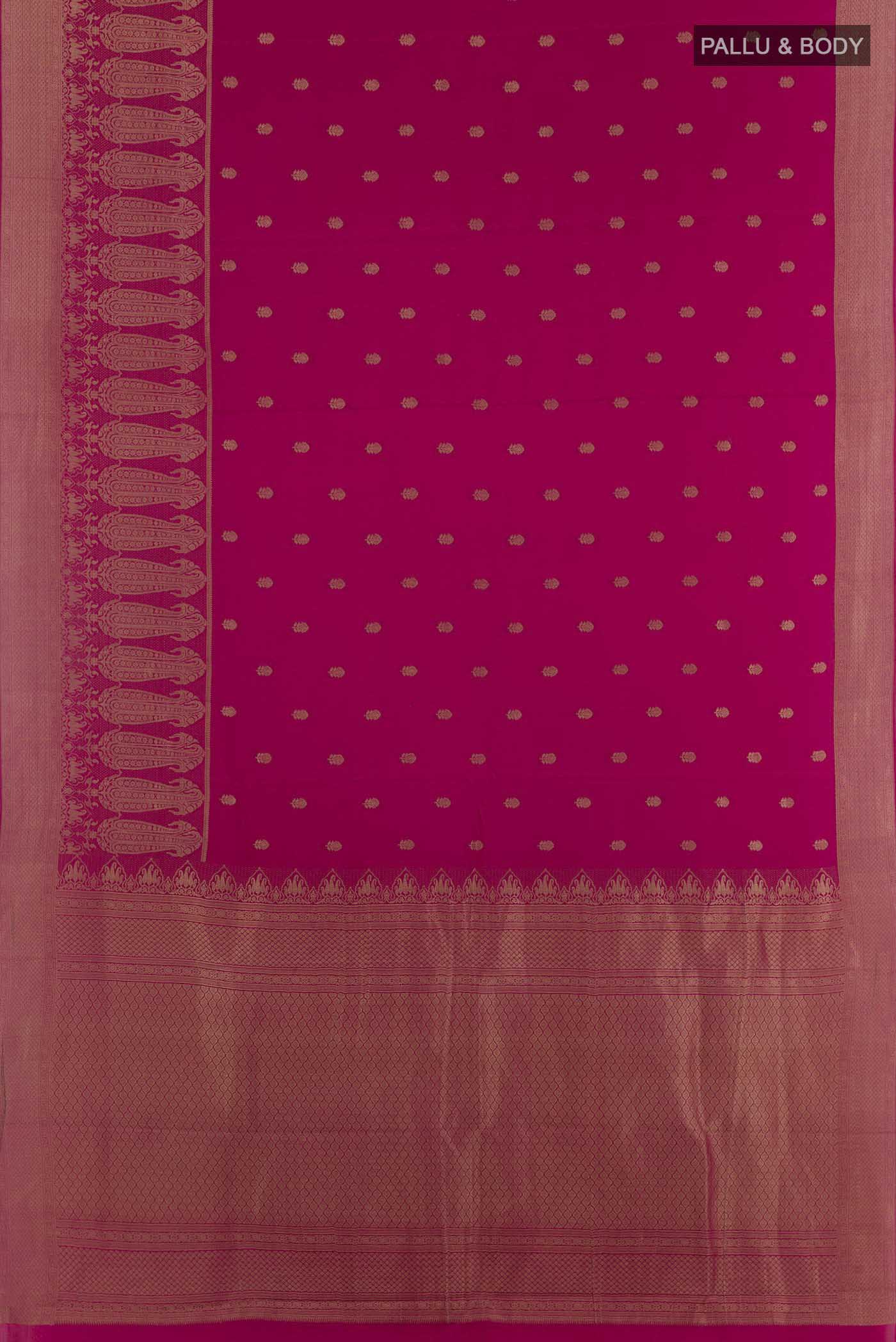 Dark Pink Mysore Crepe Saree - Image 3