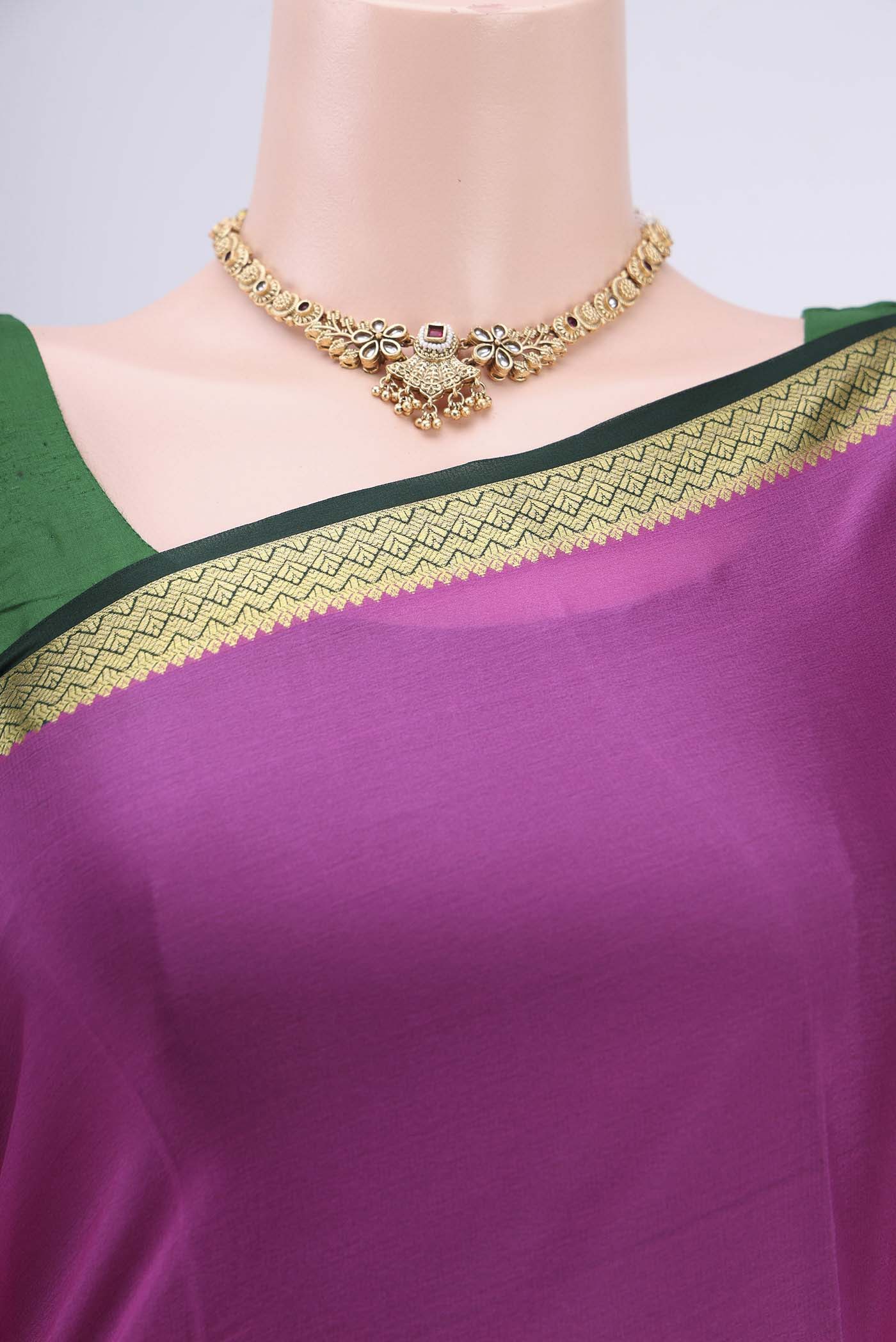 Pink Mysore Crepe Saree - Image 2