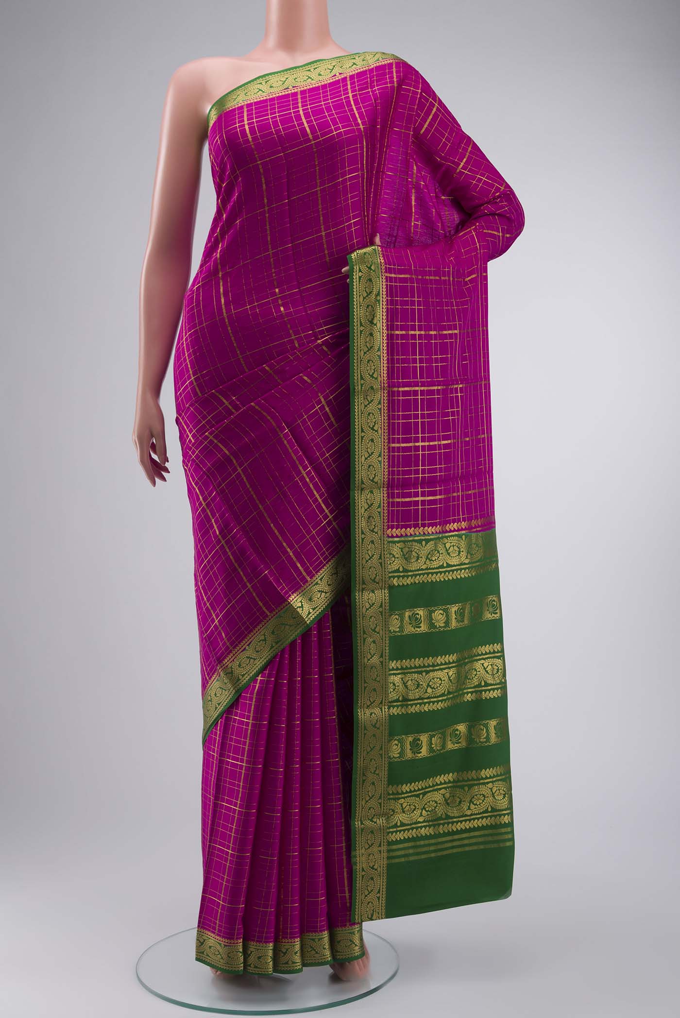 Pink Mysore Crepe Saree
