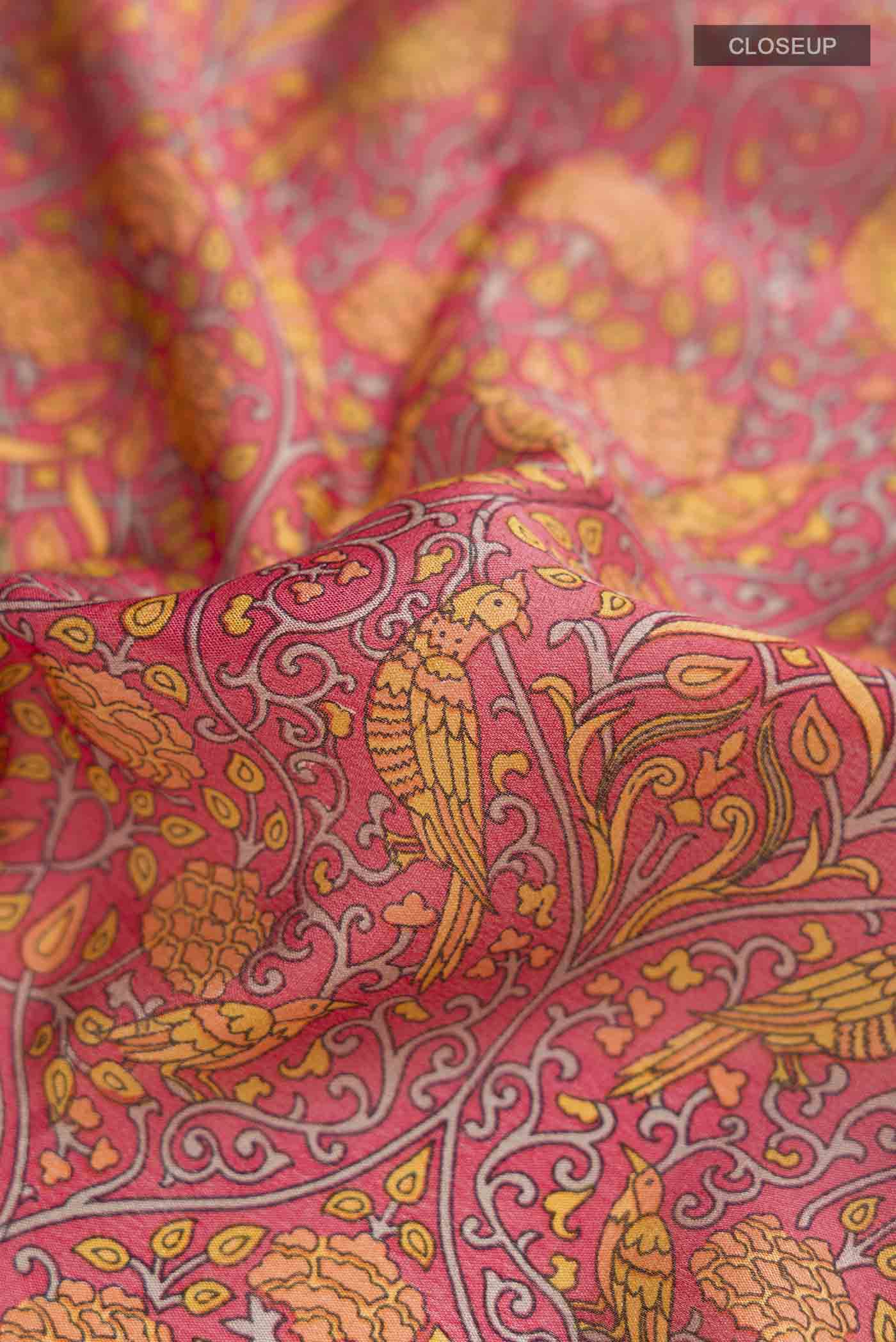 Coral Mysore Crepe Saree - Image 2