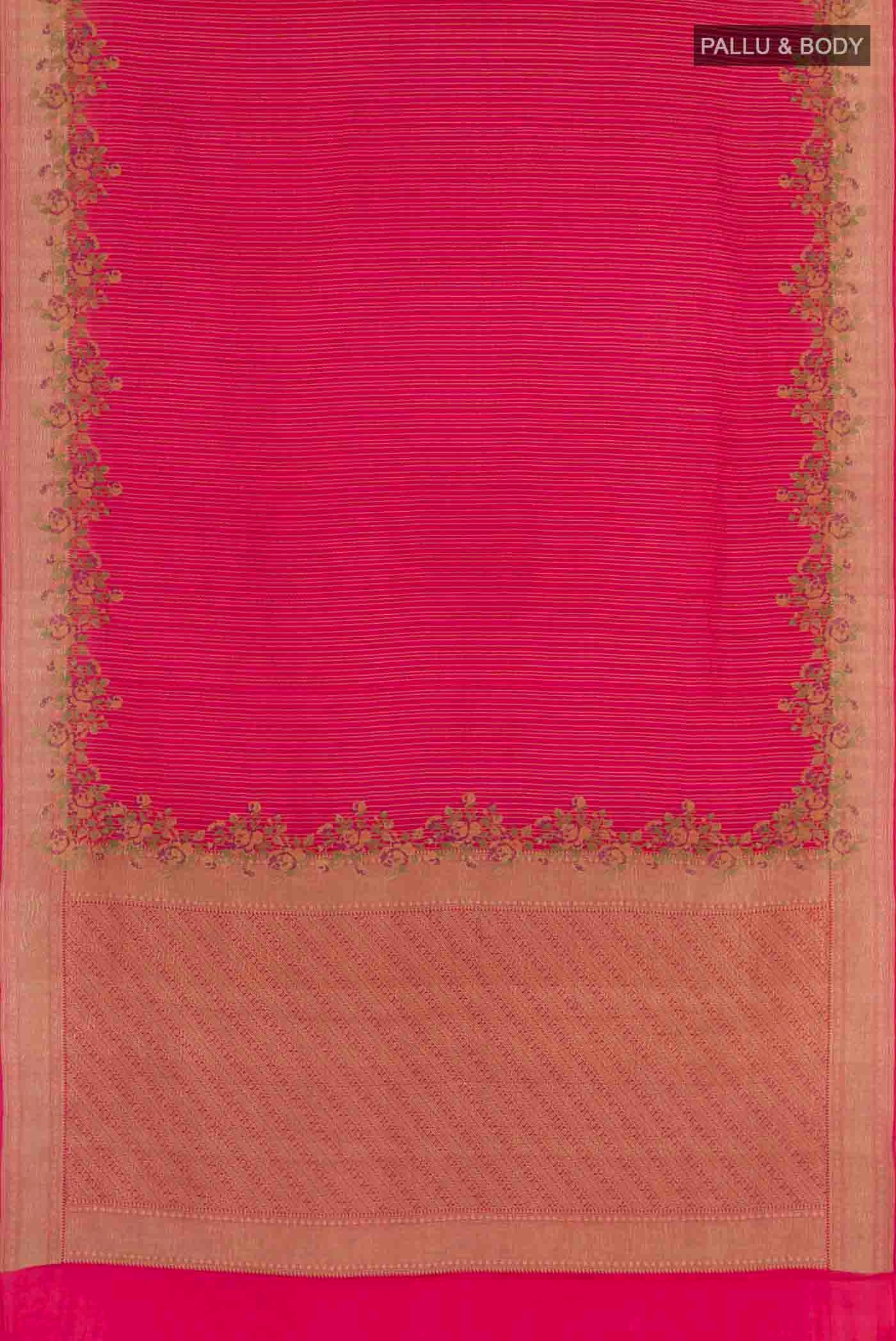 Pink Mysore Crepe Saree - Image 3