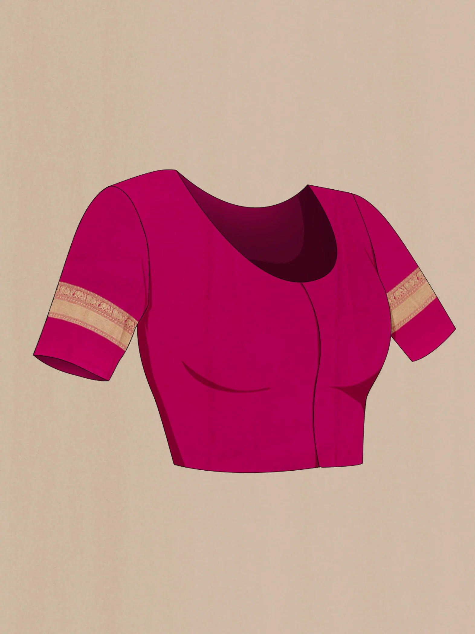 Dark Pink Mysore Crepe Saree - Image 2