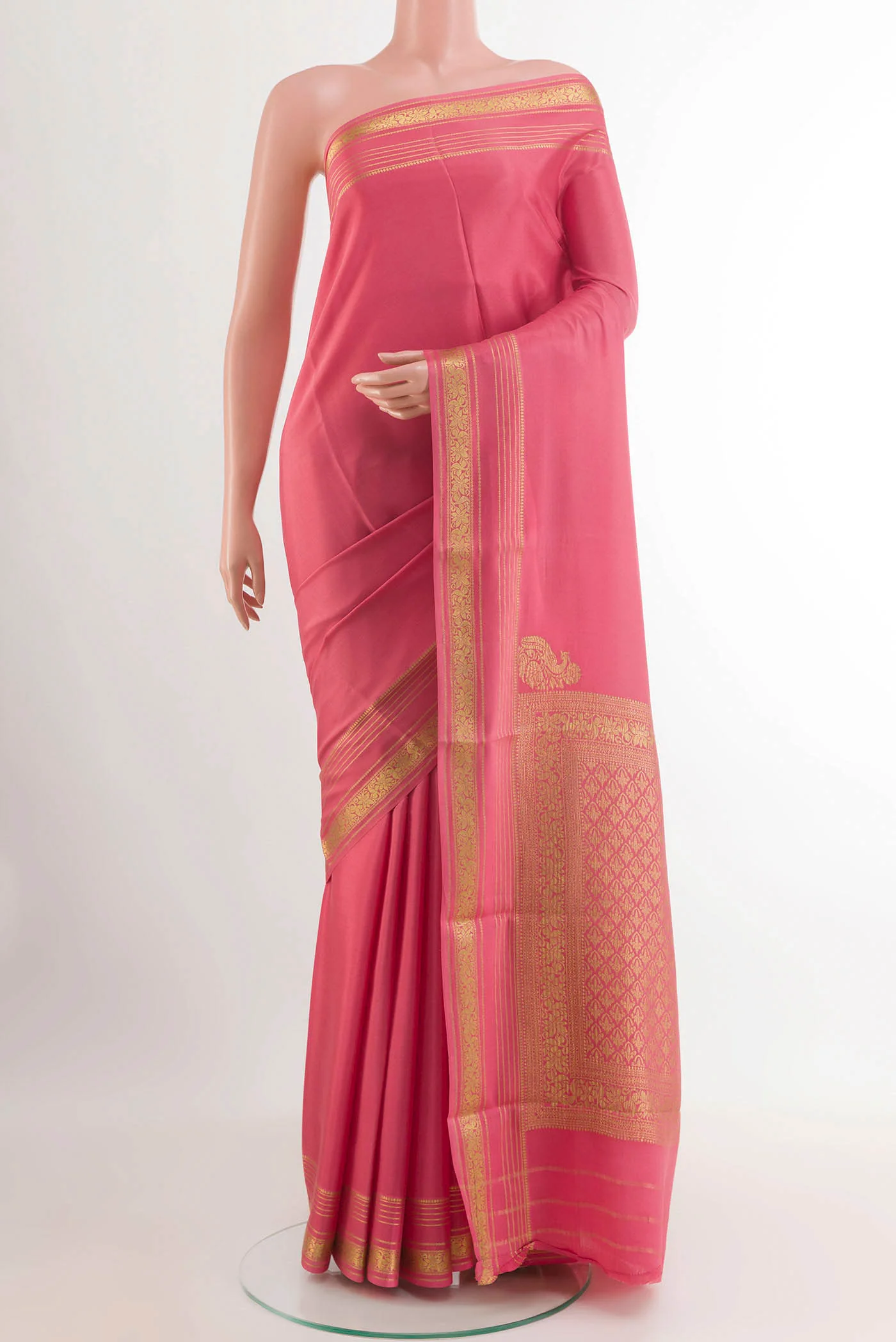Pink Mysore Crepe Saree