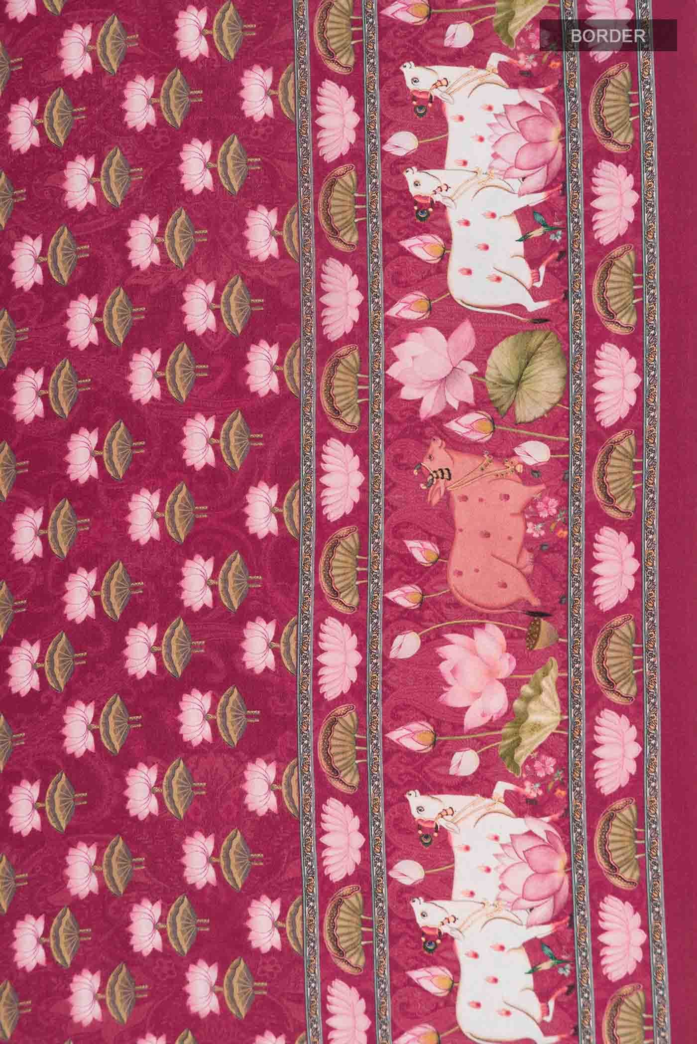 Pink Mysore Crepe Saree - Image 4