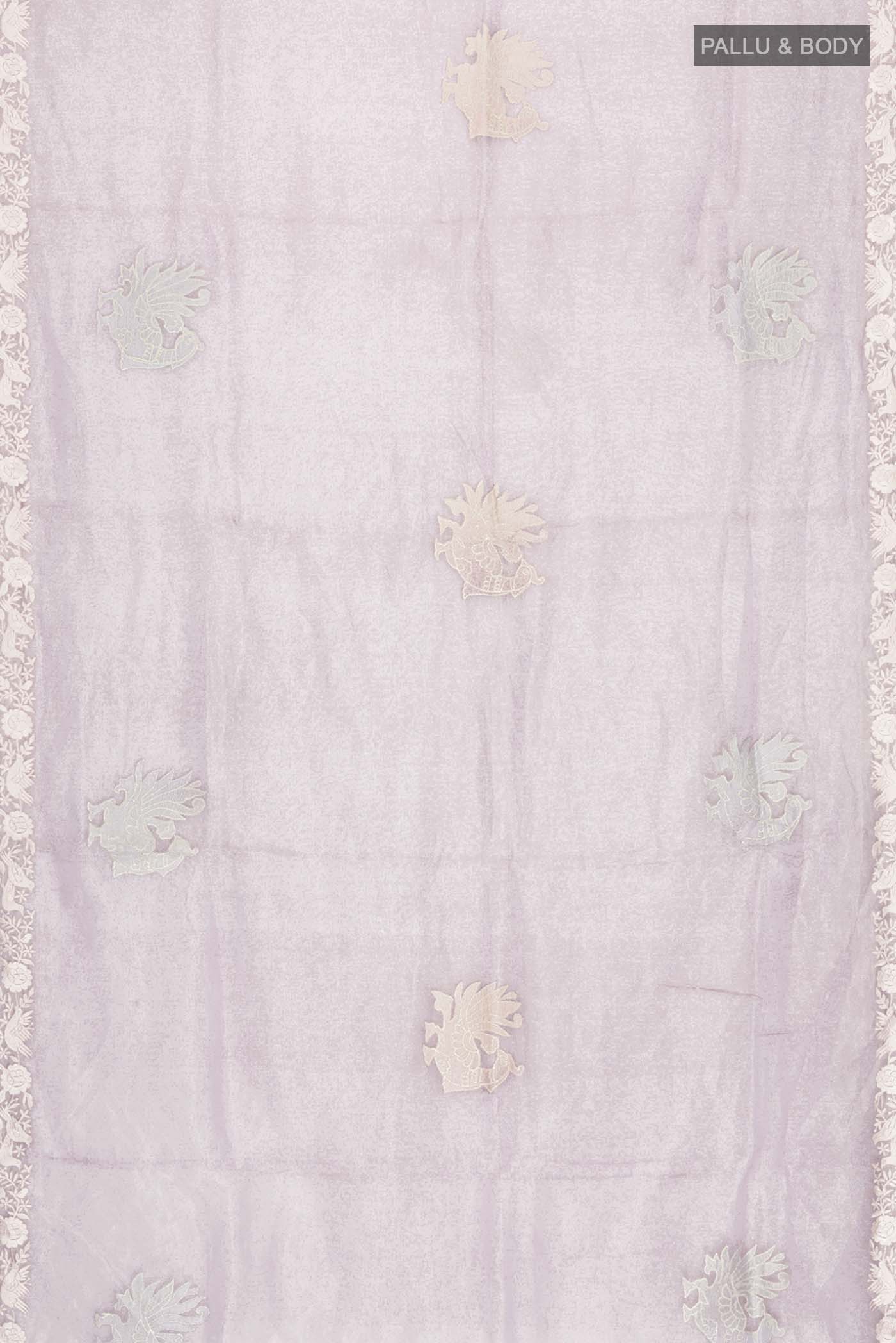 Lavender Organza Silk Saree - Image 5