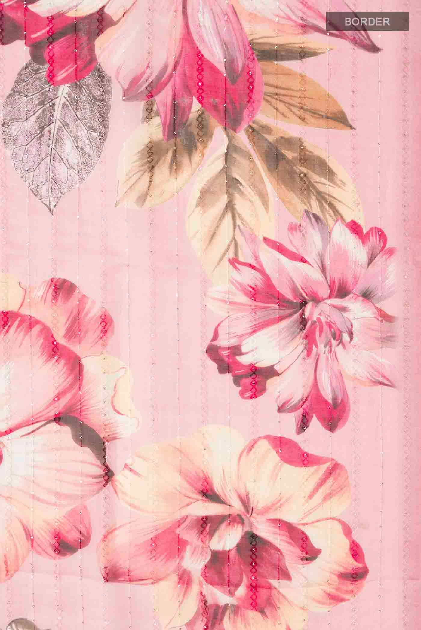 Pink Organza Silk Saree - Image 3