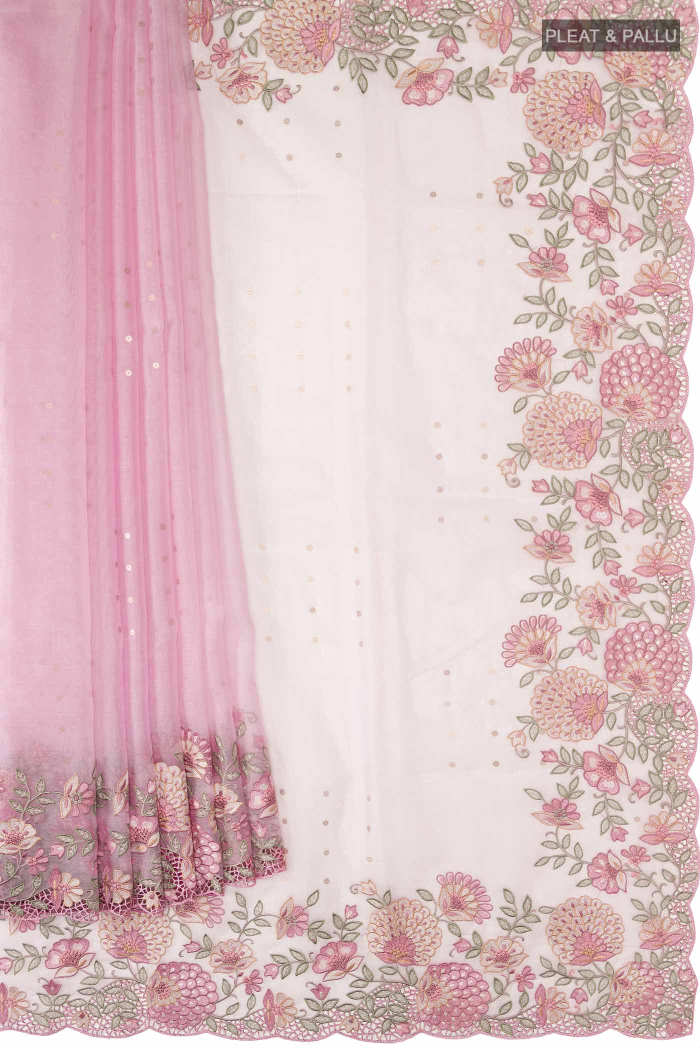 Pink Organza Silk Saree - Image 4