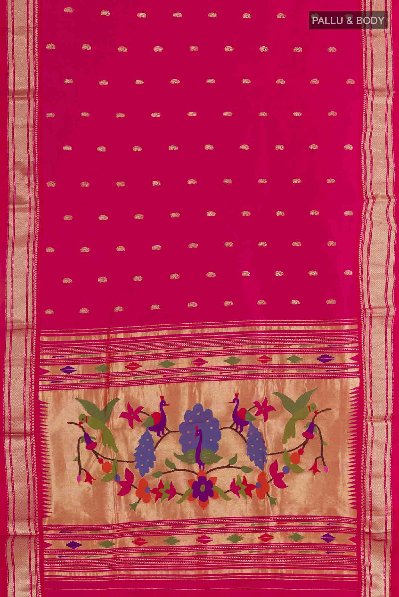 Pink Paithani Silk Saree - Image 6