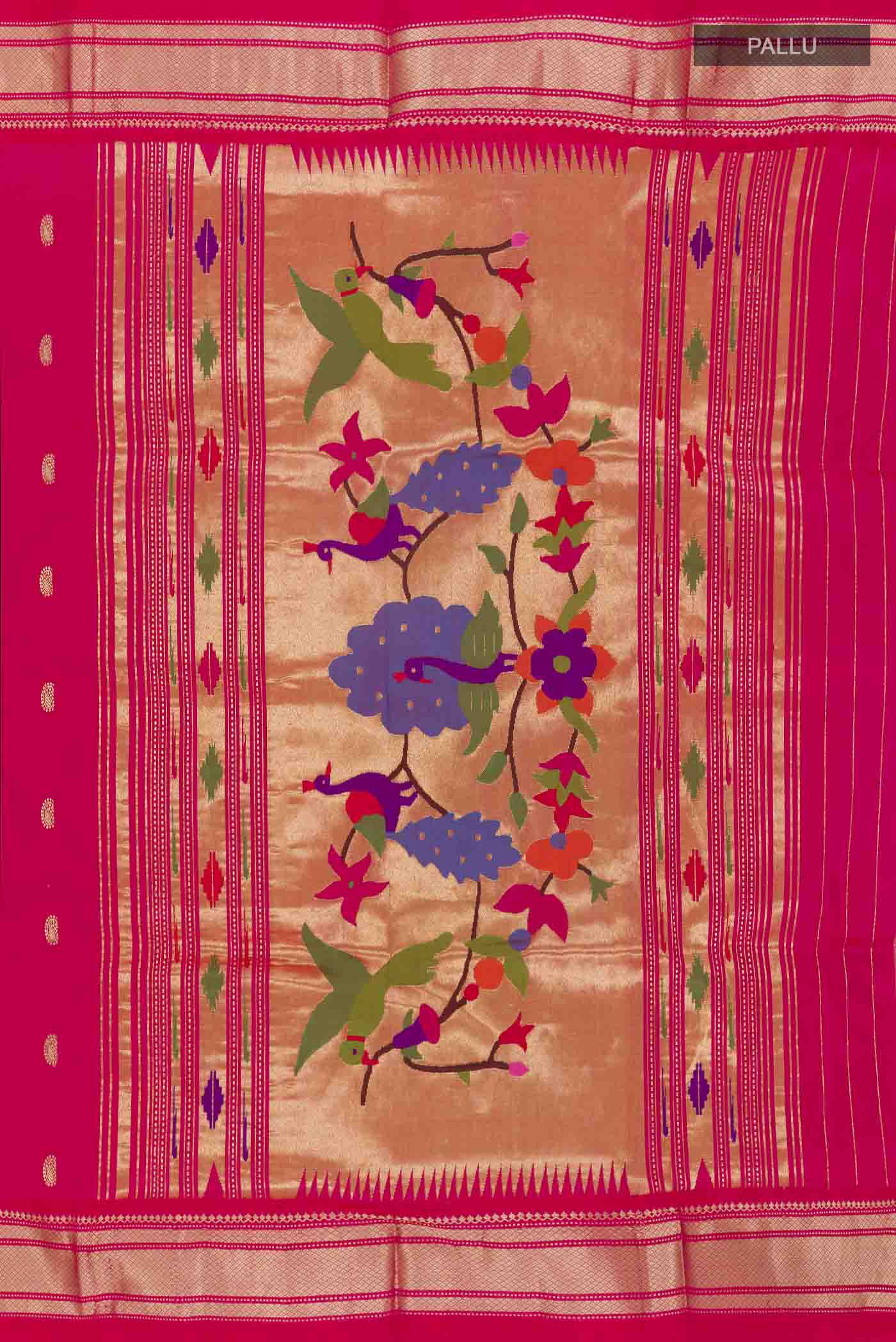 Pink Paithani Silk Saree - Image 7