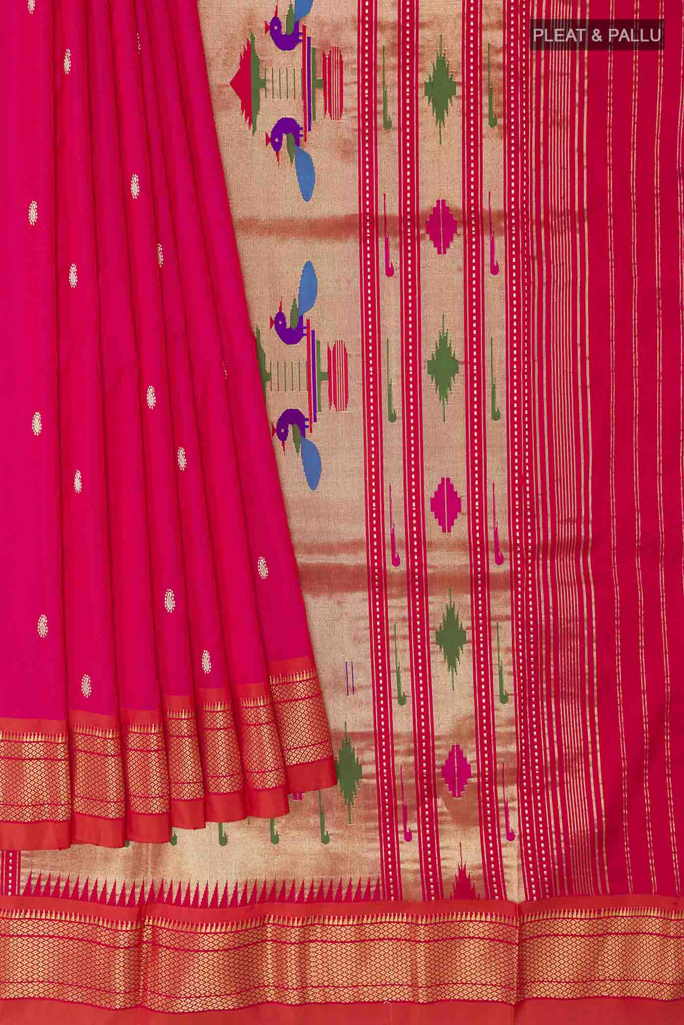 Pink Paithani Silk Saree - Image 4