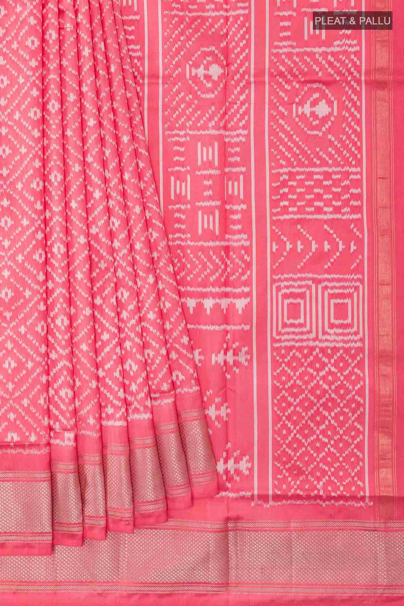 Pink Pochampally Silk Saree - Image 4