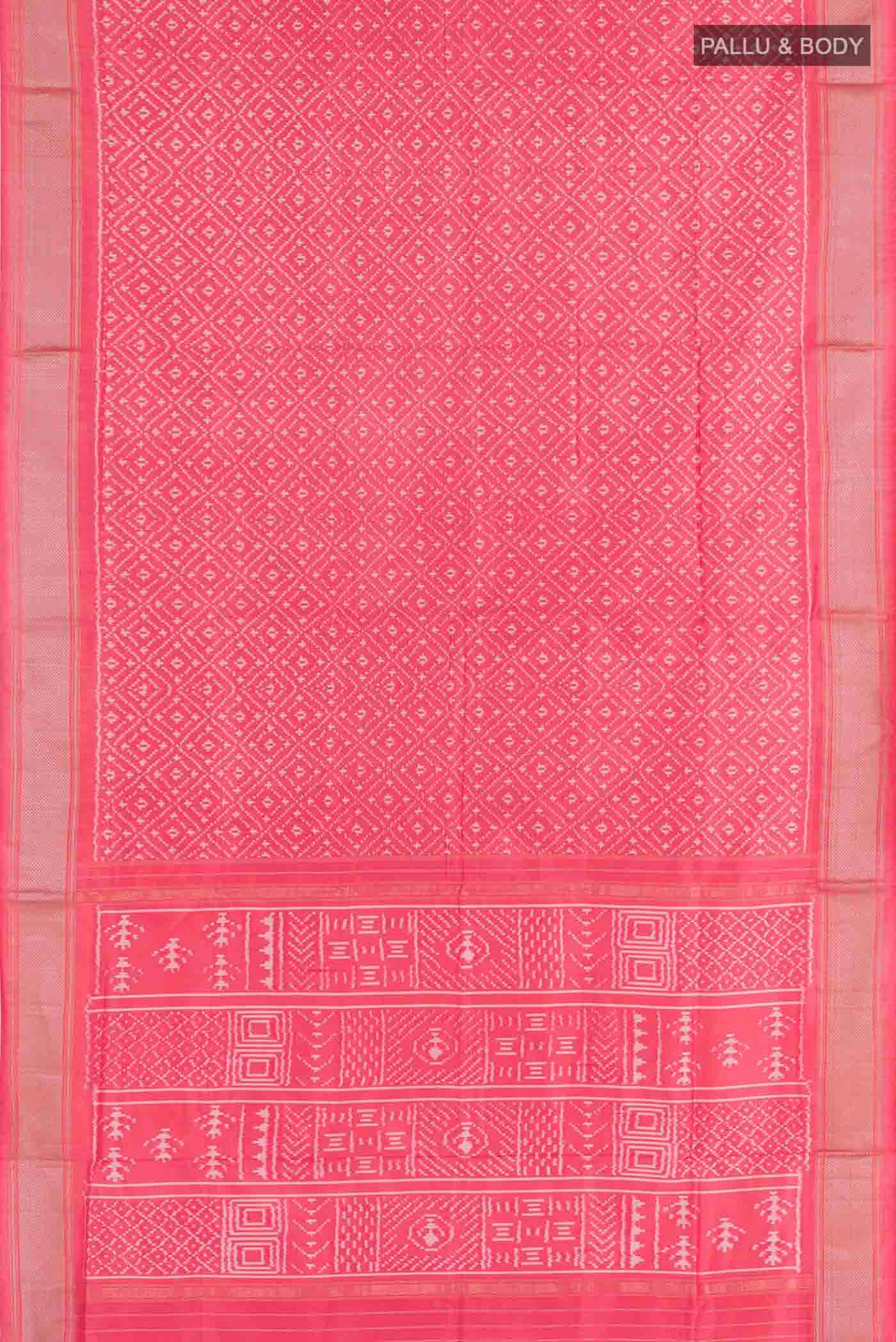 Pink Pochampally Silk Saree - Image 6